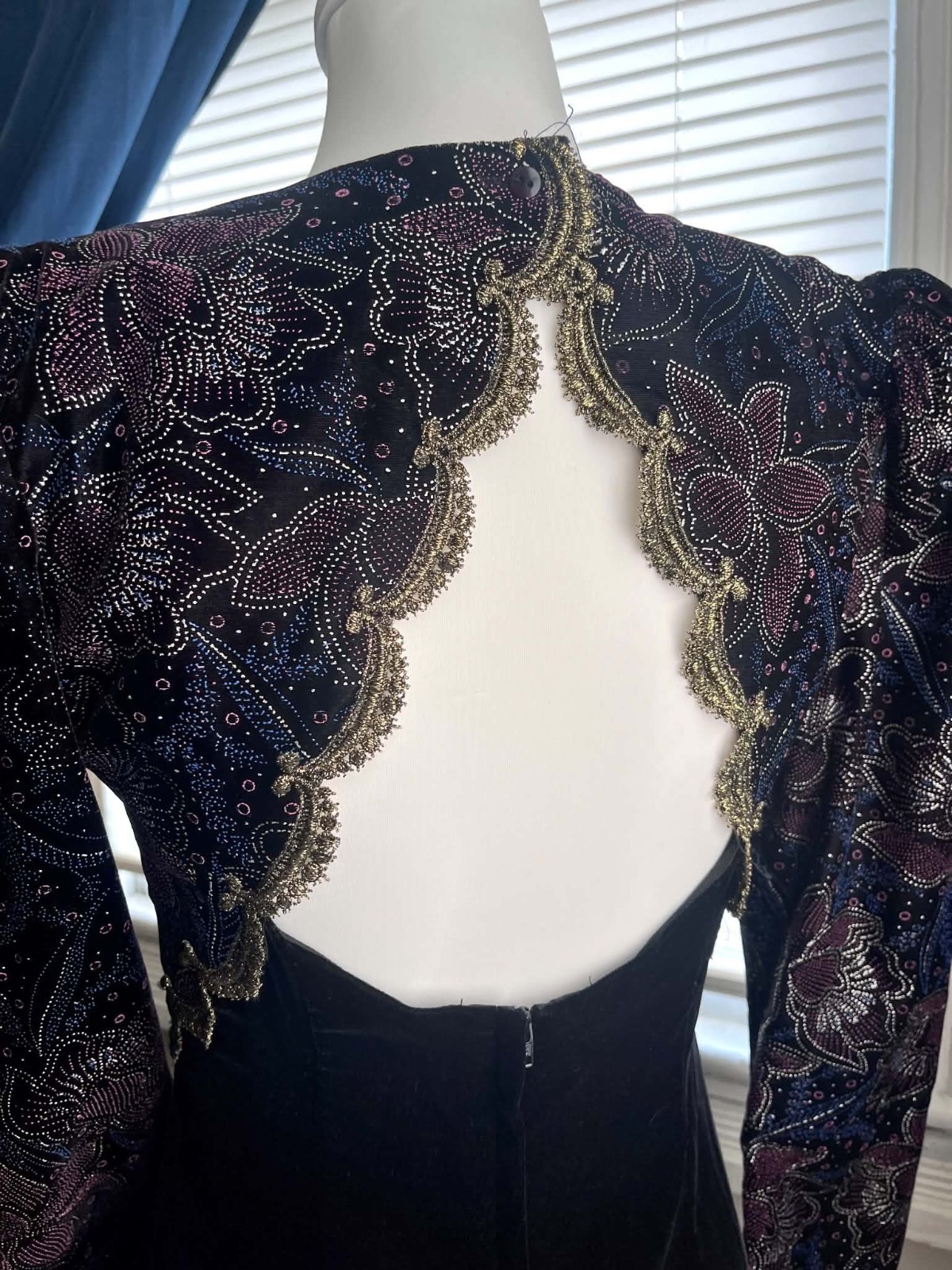 Scott McClintock Vtg 90s Velvet Burnout Floral Evening Gown Dress M 8 Whimsigoth