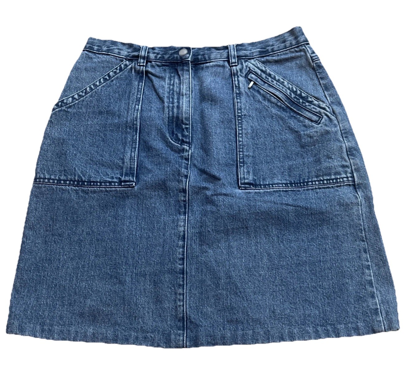 Vintage Woolrich Denim Blue Jean Skirt Women’s Size 11/12 Zipper Pocket