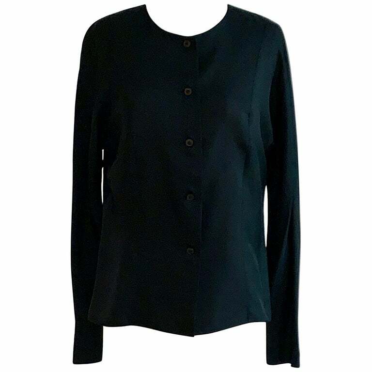 Stephen Sprouse 1980s Black Silk Button Up Blouse 6 S/M