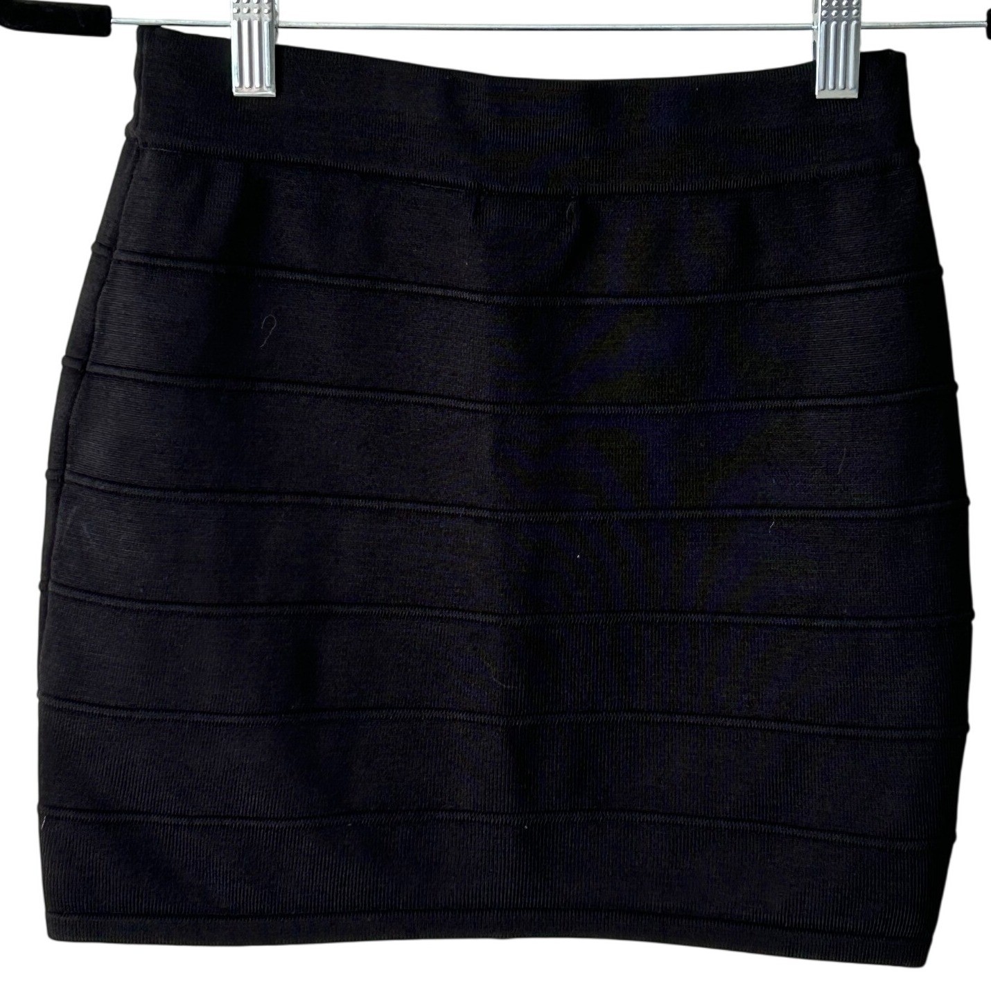 Wet Seal Vintage Black Pencil Mini Skirt Horizontal Ribbed Stripe Women’s Small