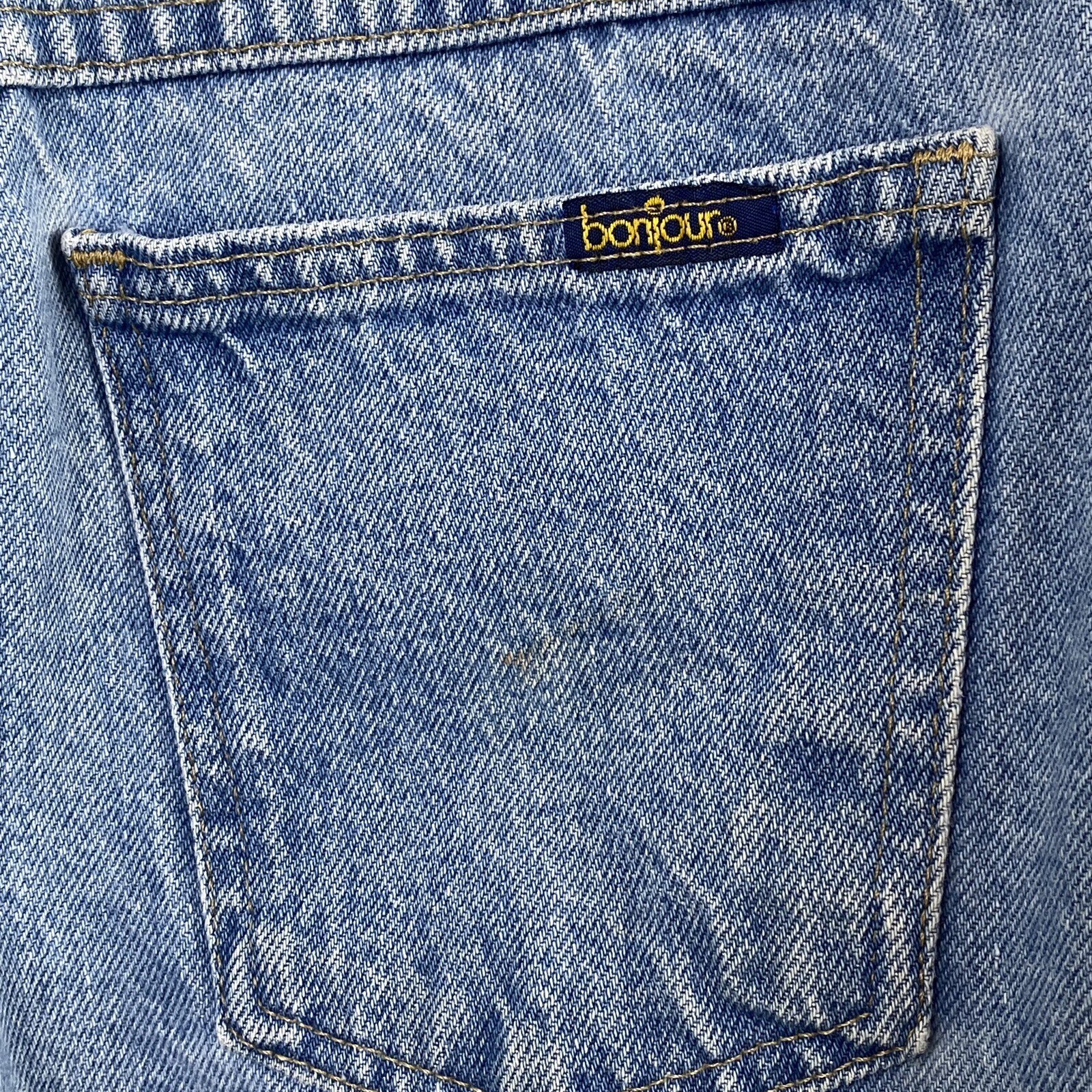 Vintage Bonjour Womens Denim Mom Jean Shorts Juniors 13 Distressed Blue Hi Rise