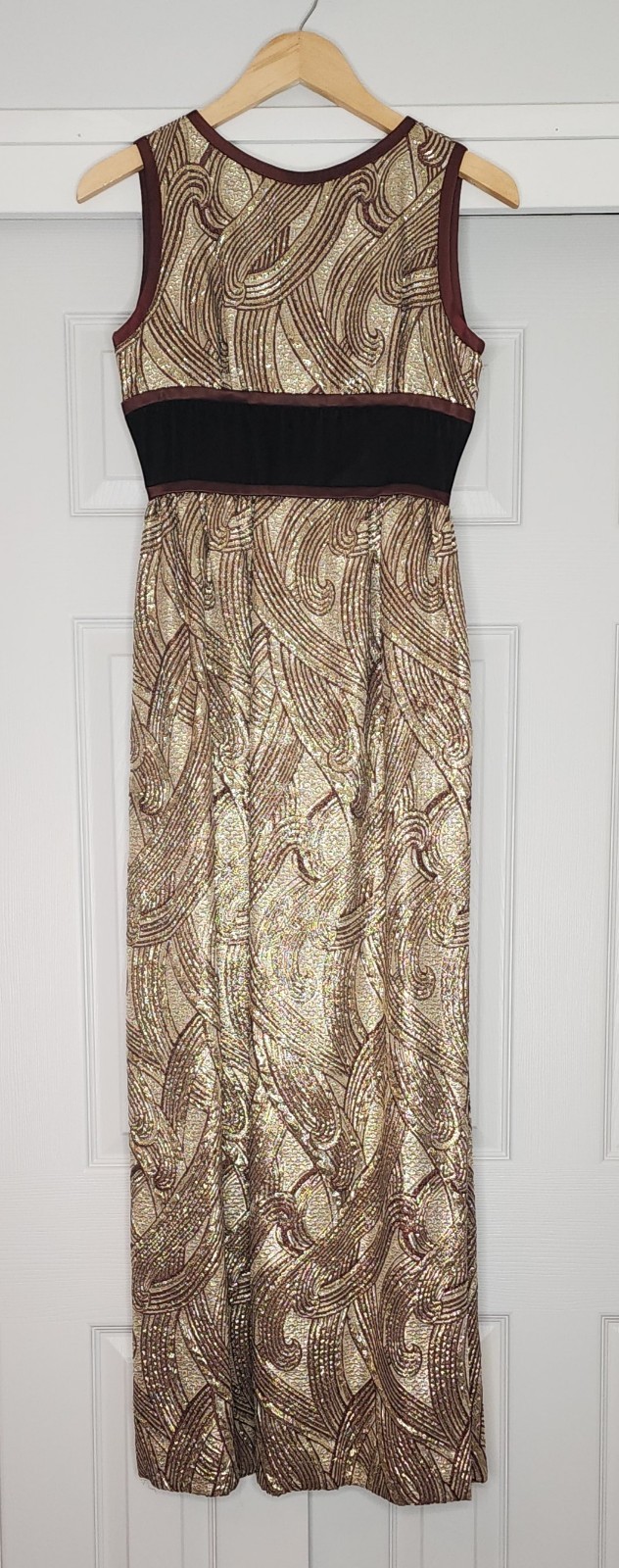Vint. Kent Originals Ltd British Crown Colony Hong Kong Formal Gold Brown Dress