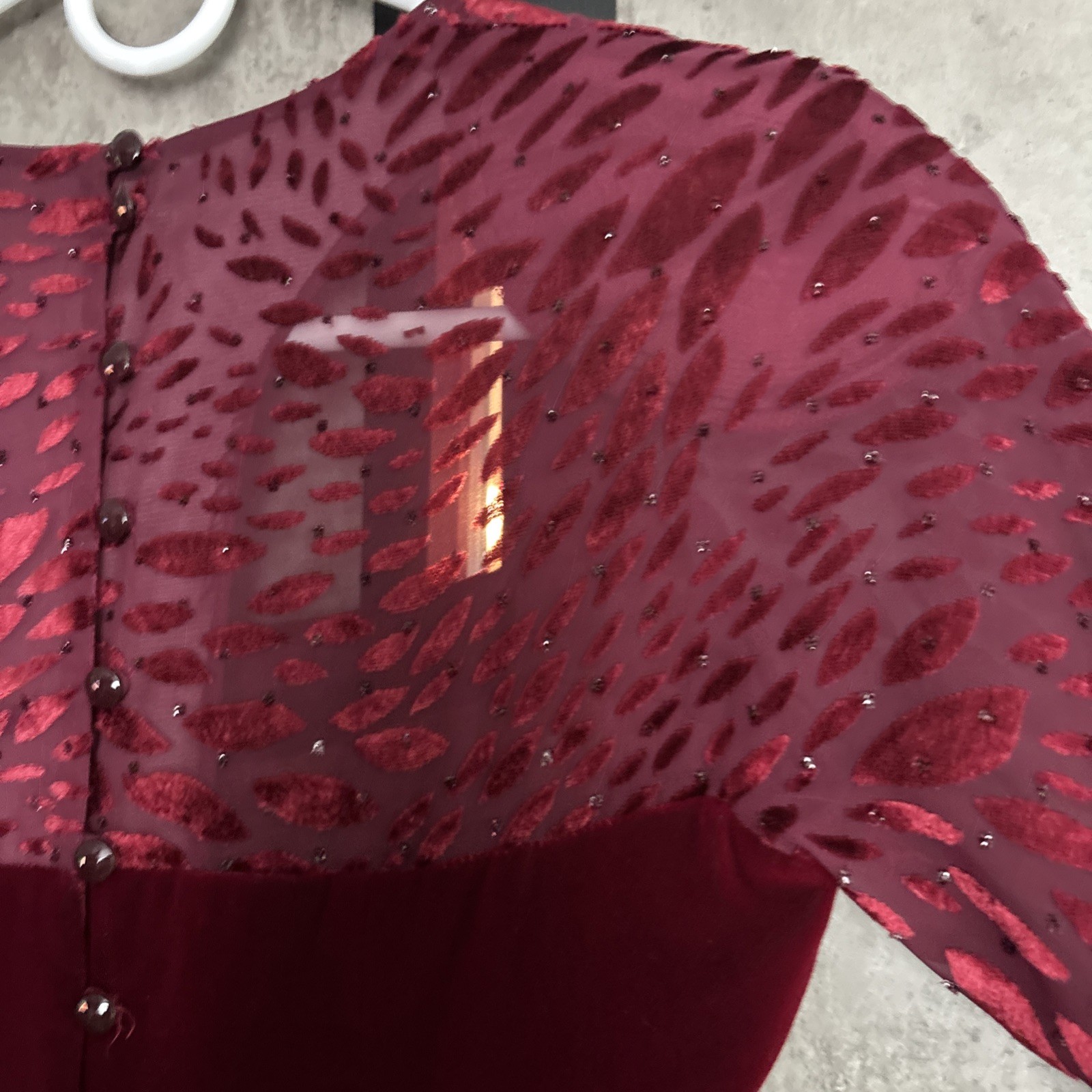 Vintage Morgan Taylor Red Velvet Beaded Evening Cocktail Dress Sz 8
