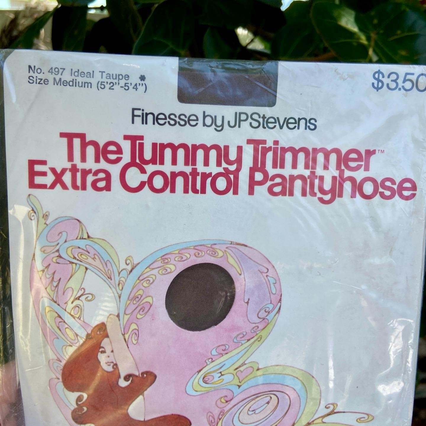 NOS Vintage 70s Finesse The Tummy Trimmer Extra Control Pantyhose Taupe M New