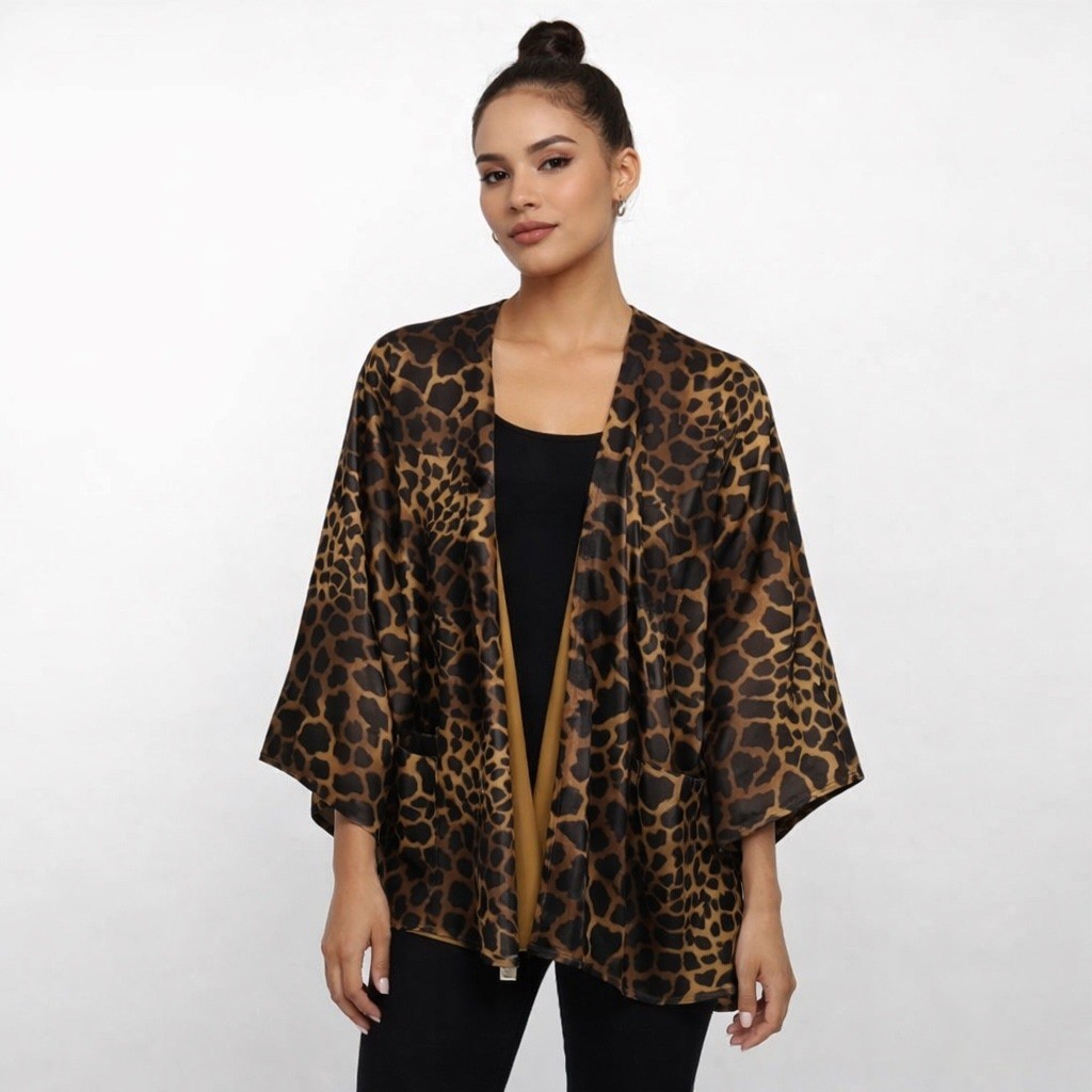 Kathleen Vintage 1980’s Velour Poncho One Size Cape Giraffe Mob Wife Fur Coat