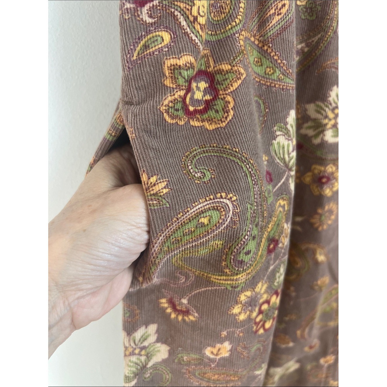 VTG Serengeti Large 90s Cottagecore Floral Corduroy Jumper Dress Pockets