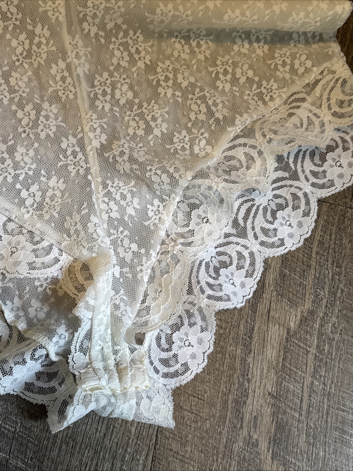 Vintage 80s Spotlight Sheer white Floral Lace Teddy Bodysuit Romper Medium