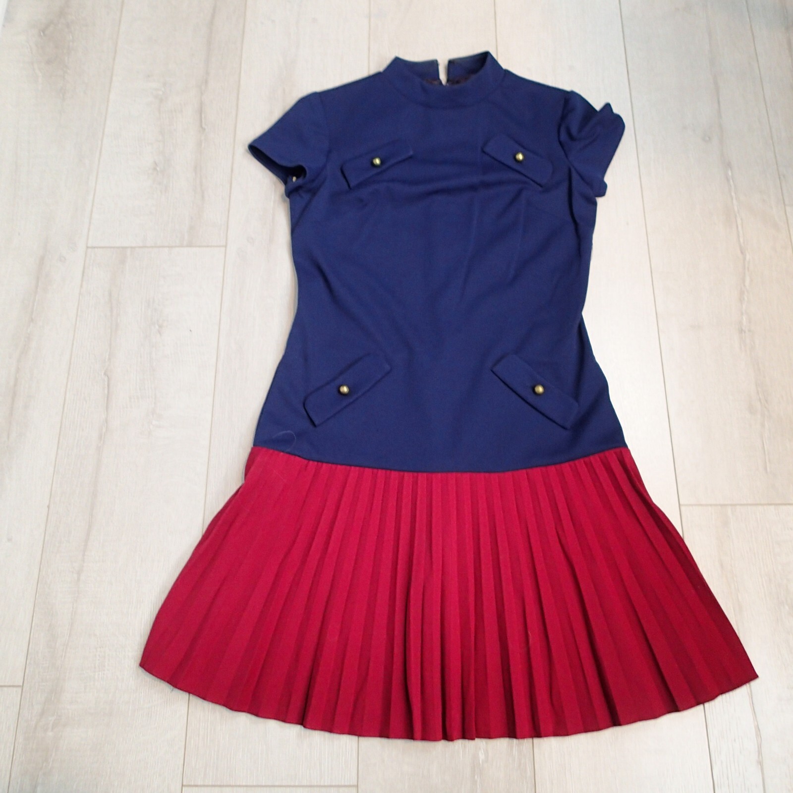 John Norman vtg Blue maroon dark red pleated Pleated Dress 1950s sz 8 S/m ?