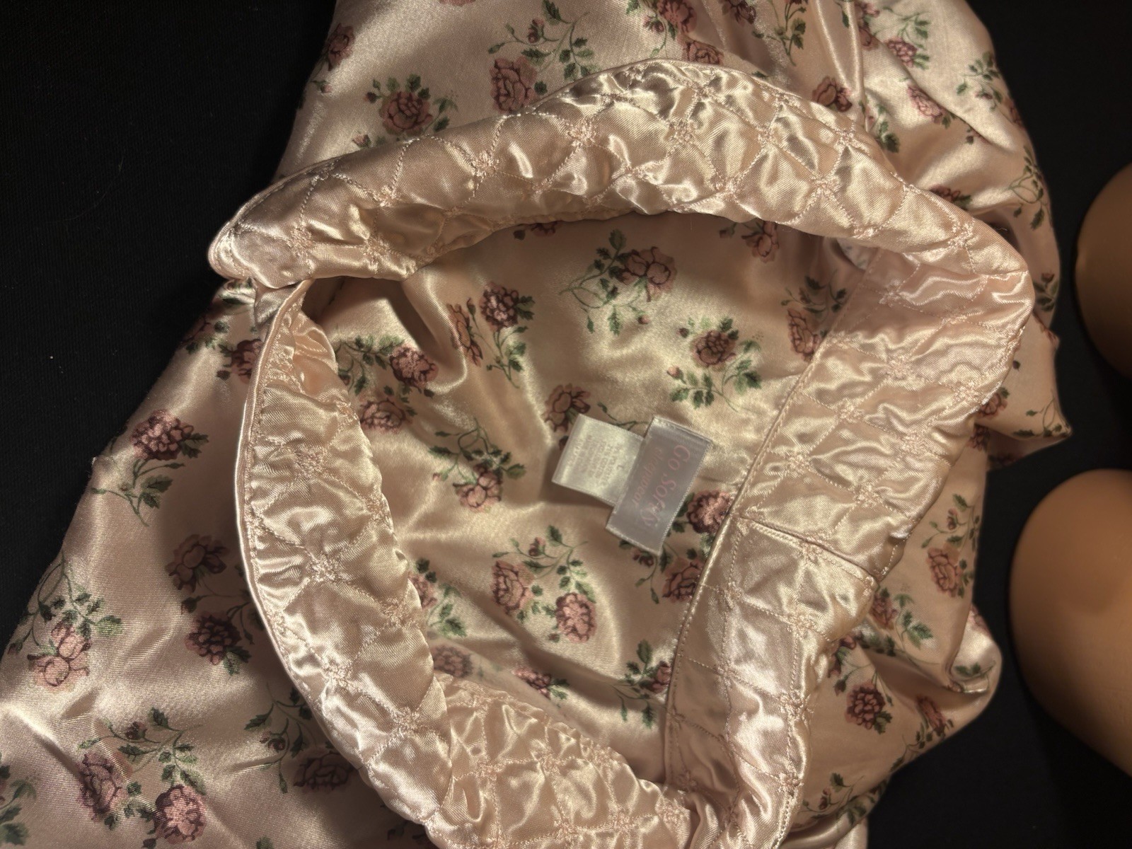 Vtg Satin Soft Shiny Pink Nightie Frilly Quilted Sleep Shirt Blouse Negligee Top