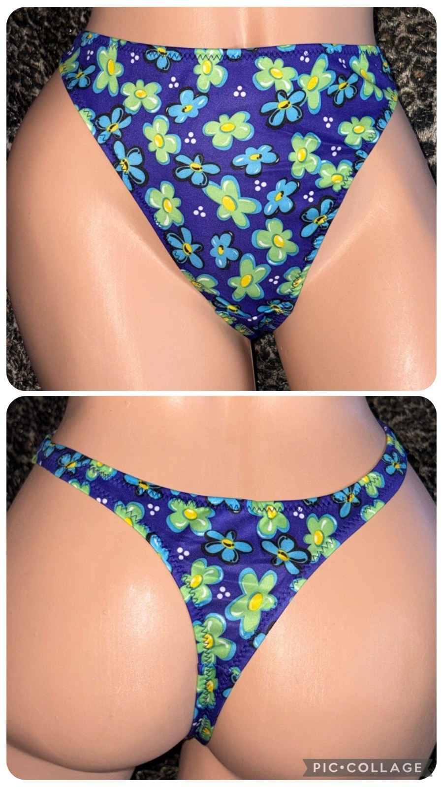 St. Eve Y2K Vintage L Bikini Panty Thong String Underwear Hi-Cut Floral