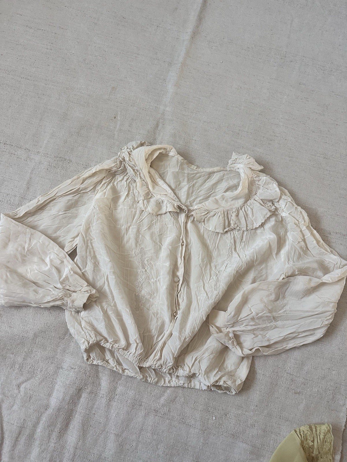 Lot 4 Antique French Silk Rayon Cotton Dress Blouse Resale Xs S M