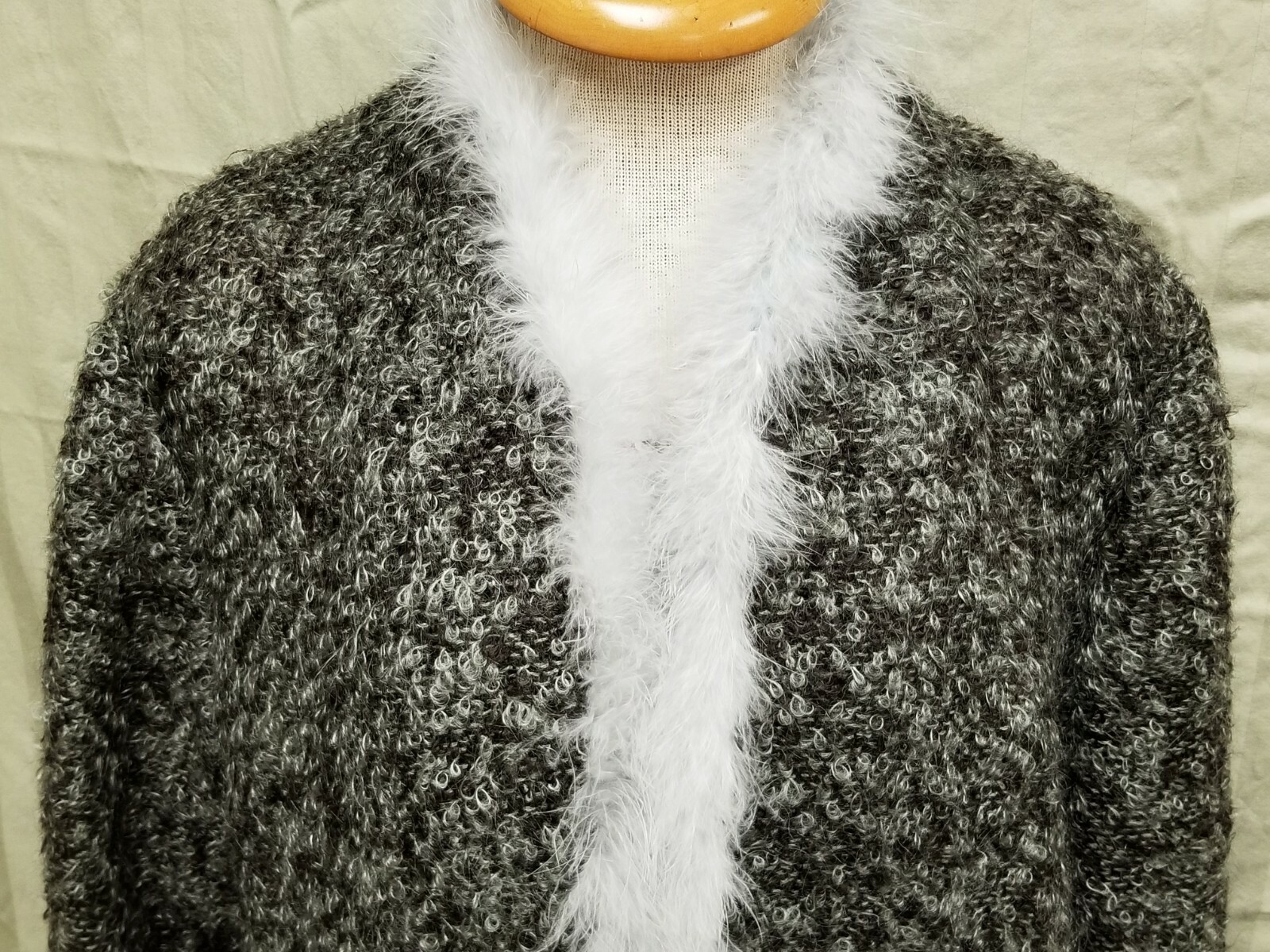 Vintage Georgina Von Etzdorf Mohair Wool Feather Duster Sweater Coat M ~ England