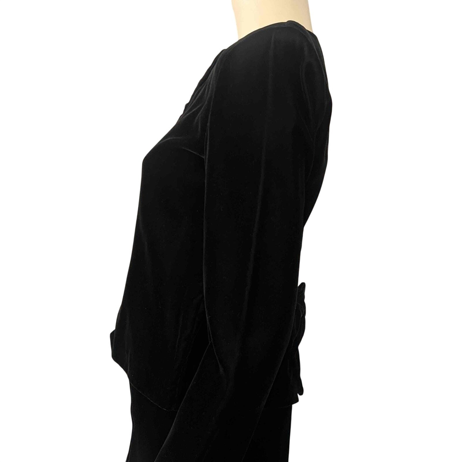 VTG 90s Ms. Interpret New York Black Velvet Rhinestones Bows Suit Jacket Skirt 4