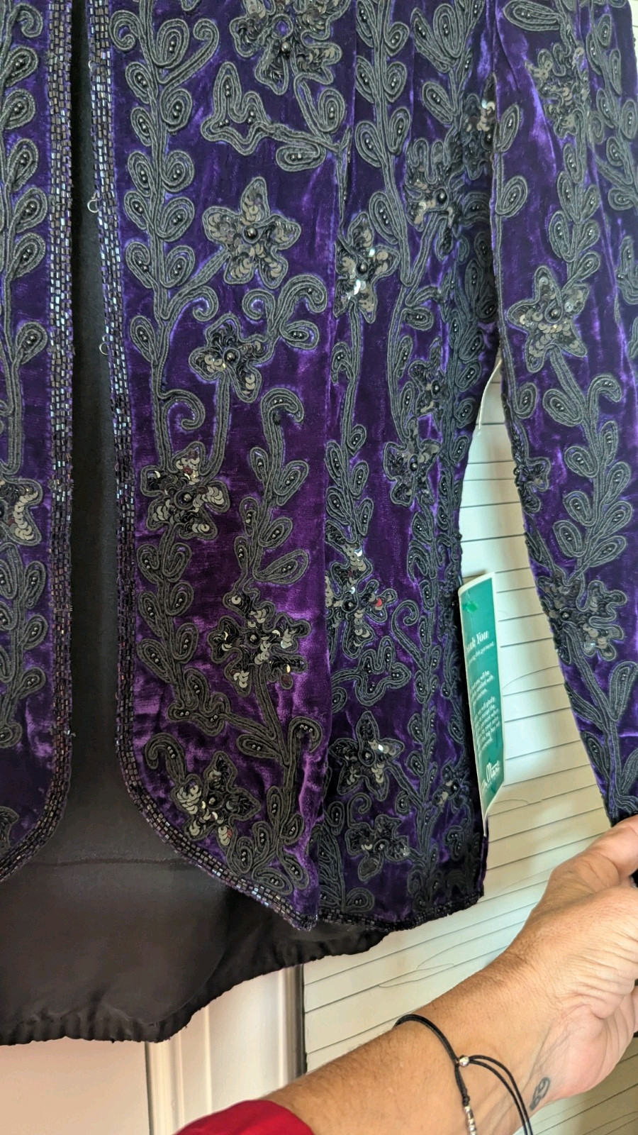 Vintage Niteline Della Roufogali Purple and Black Beaded Jacket Medium NWT