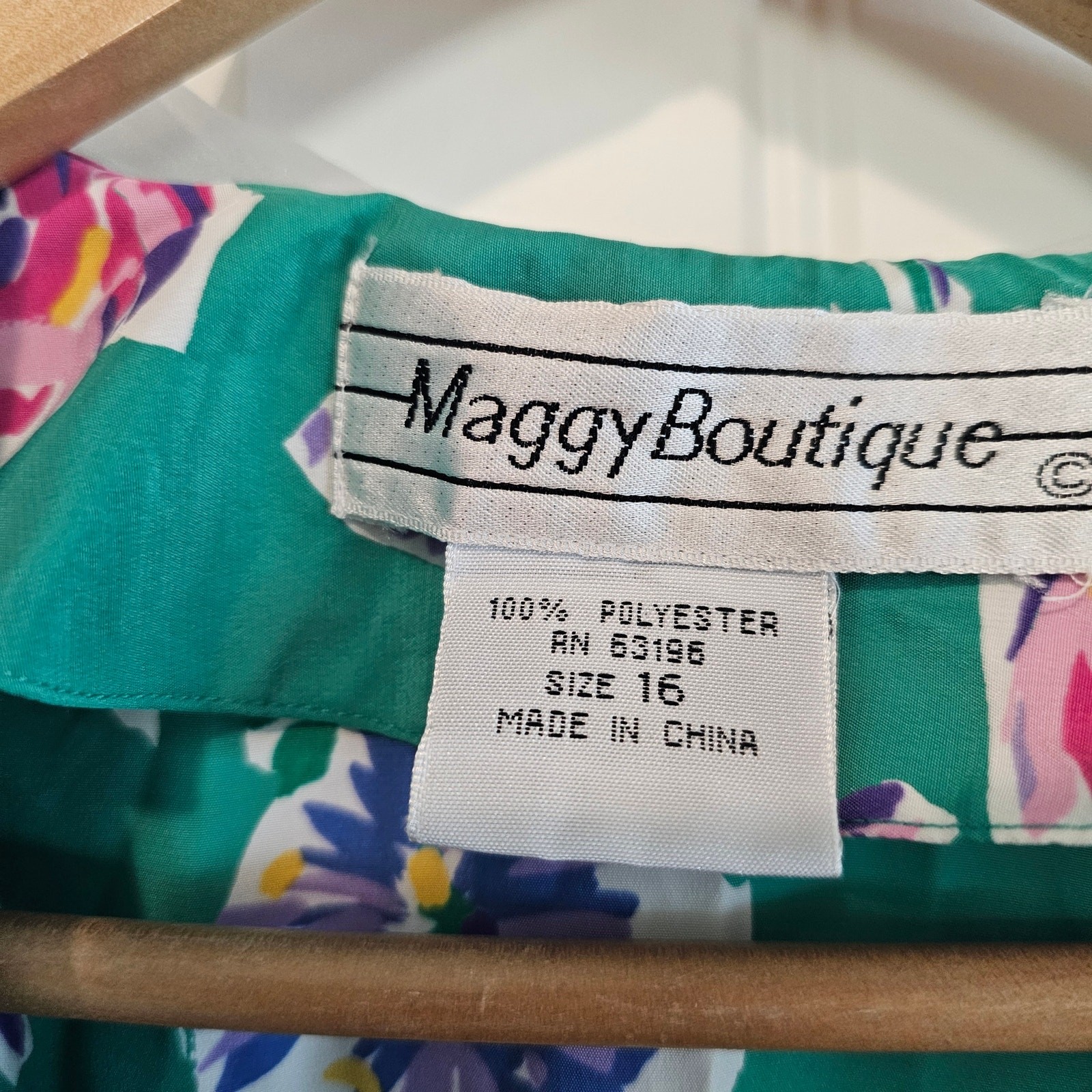 Vintage 90s Maggy Boutique Dress Women Sz 16 Green Floral Pleated Preppy Cottage