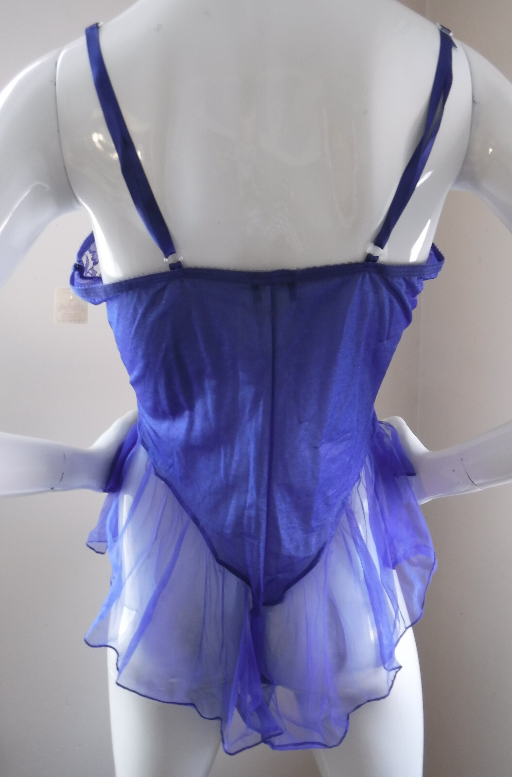 Frederick’s Of Hollywood VNTG 90’s New W/Tags Sapphire Blue Lace/Sheer Teddy Lg.