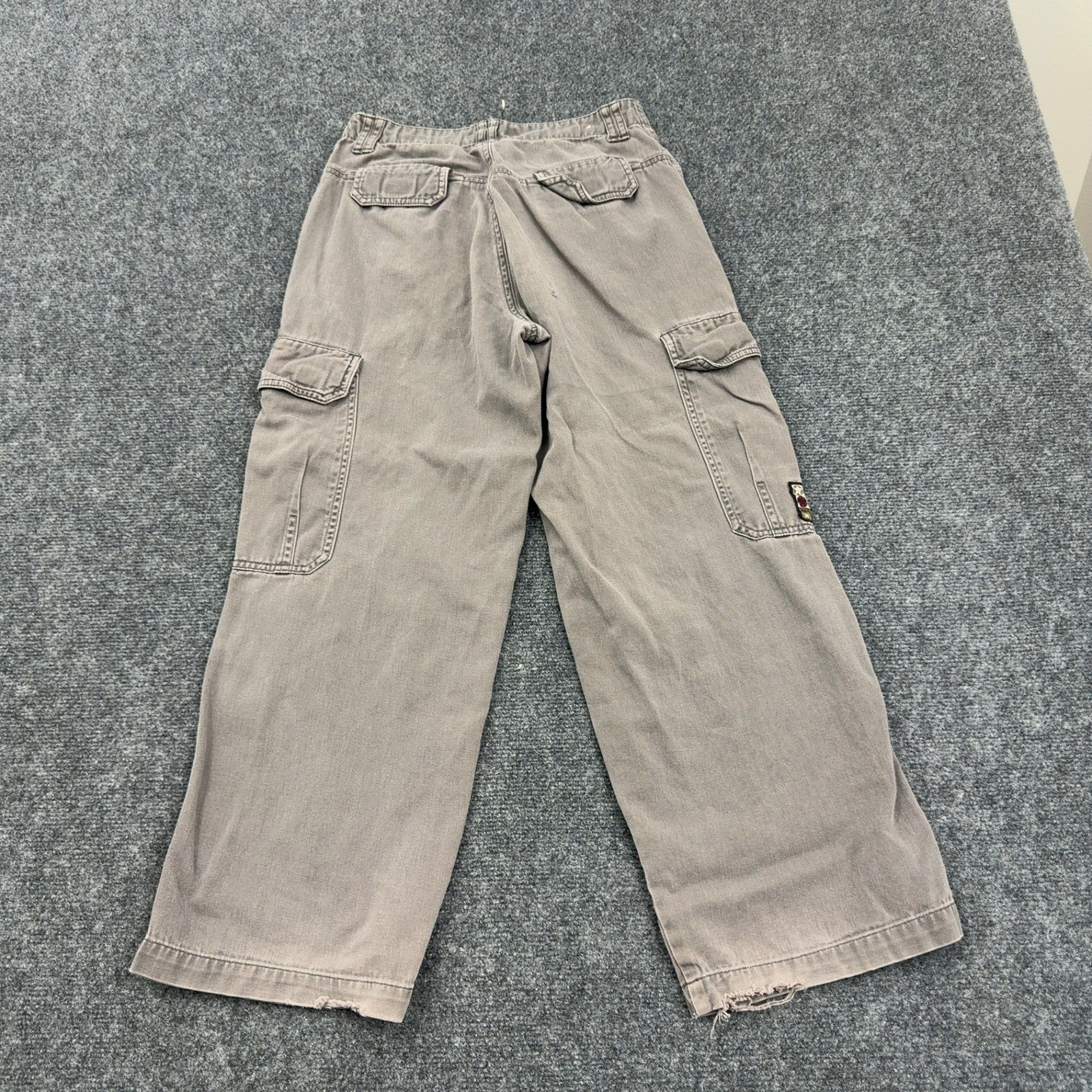 Vintage Bugle Boy Cargo Pants Women 27 Gray Cotton Baggy Workwear Y2K Streetwear