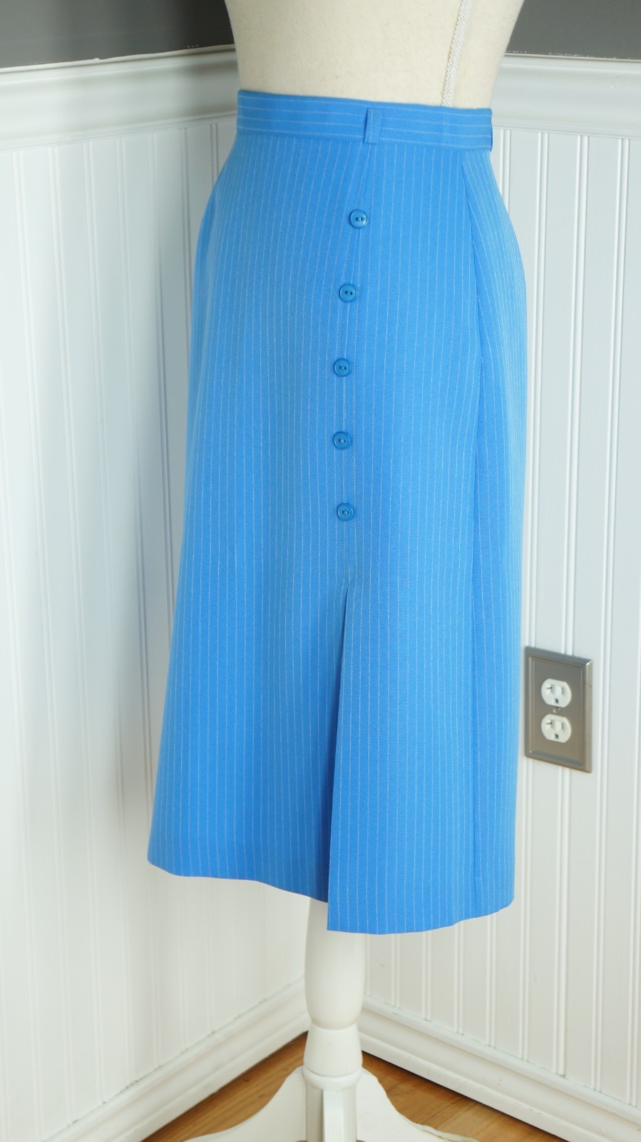 International Ladies Garment Workers Union Label Pinstriped Blue Pencil Skirt