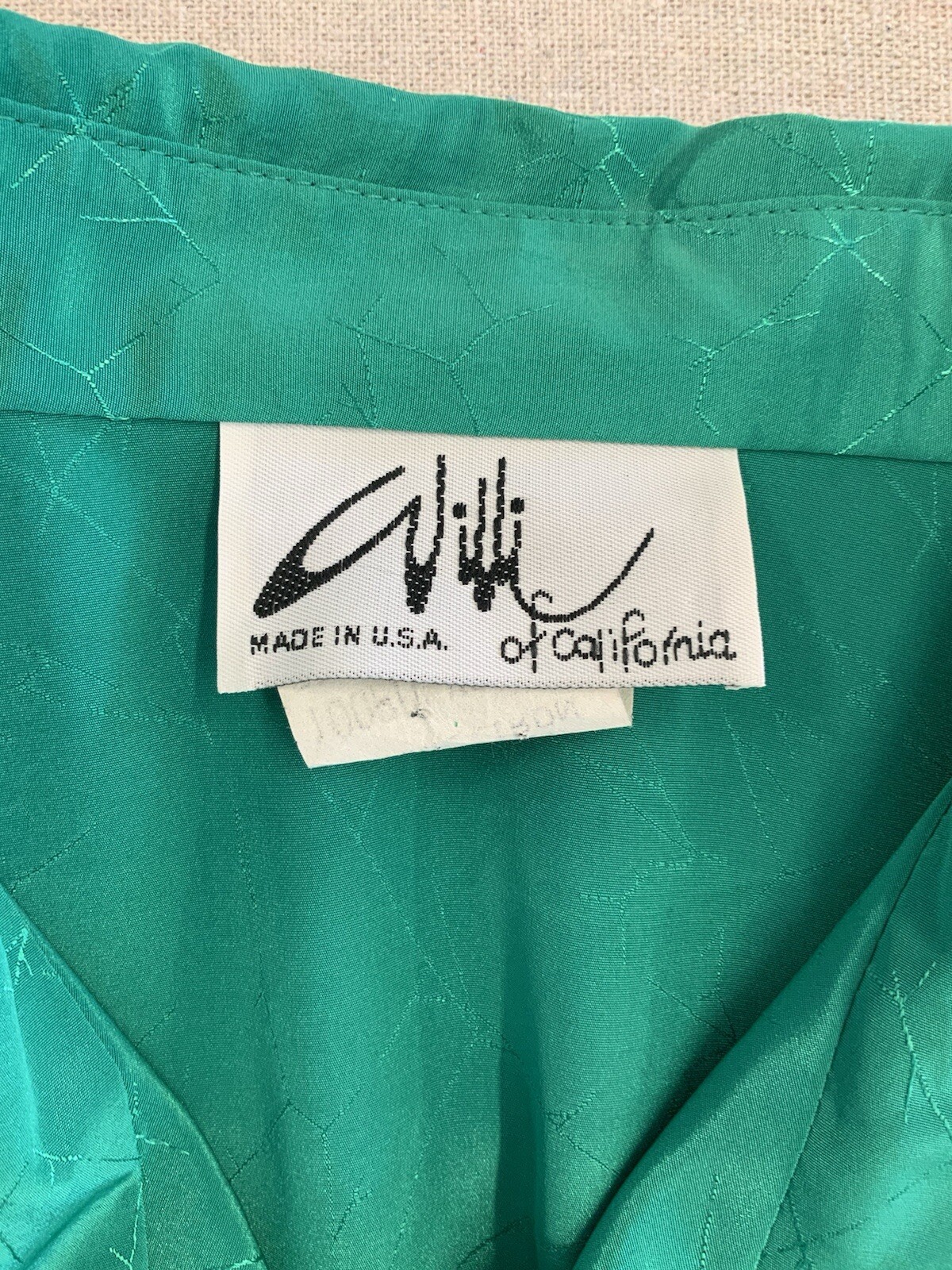 NWT Vintage Willi of California Green Dress Women’s 14 With Belt USA Made 80s
