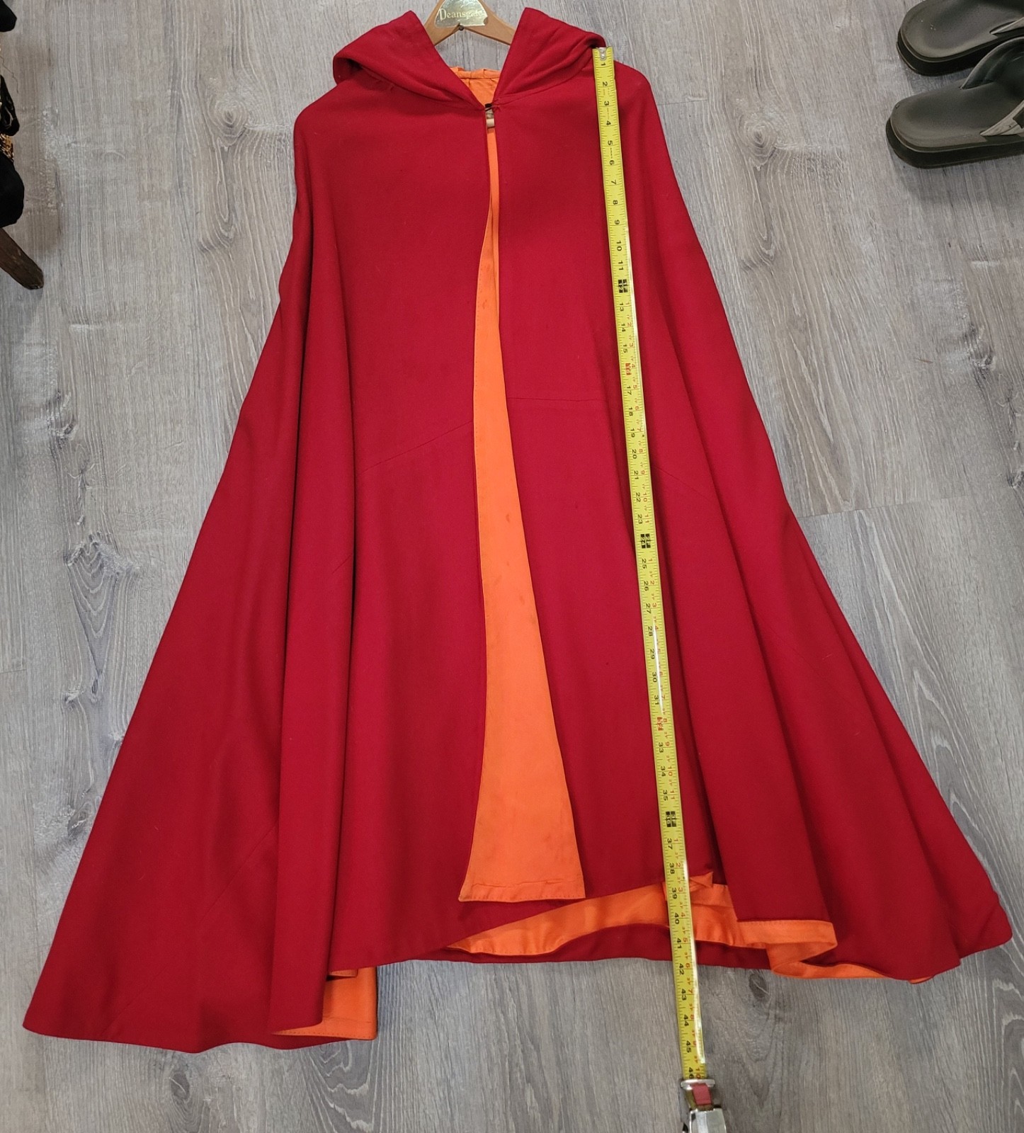 ANTIQUE 1920’S RED RIDING HOOD COSTUME CAPE Wool W Pumpkin Hood