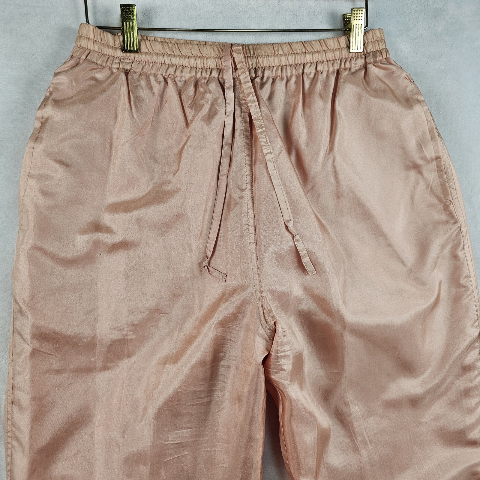 Vtg 90s 80s Outbrook 100% Silk Joggers Womens M 28×29 Track Swish Pants