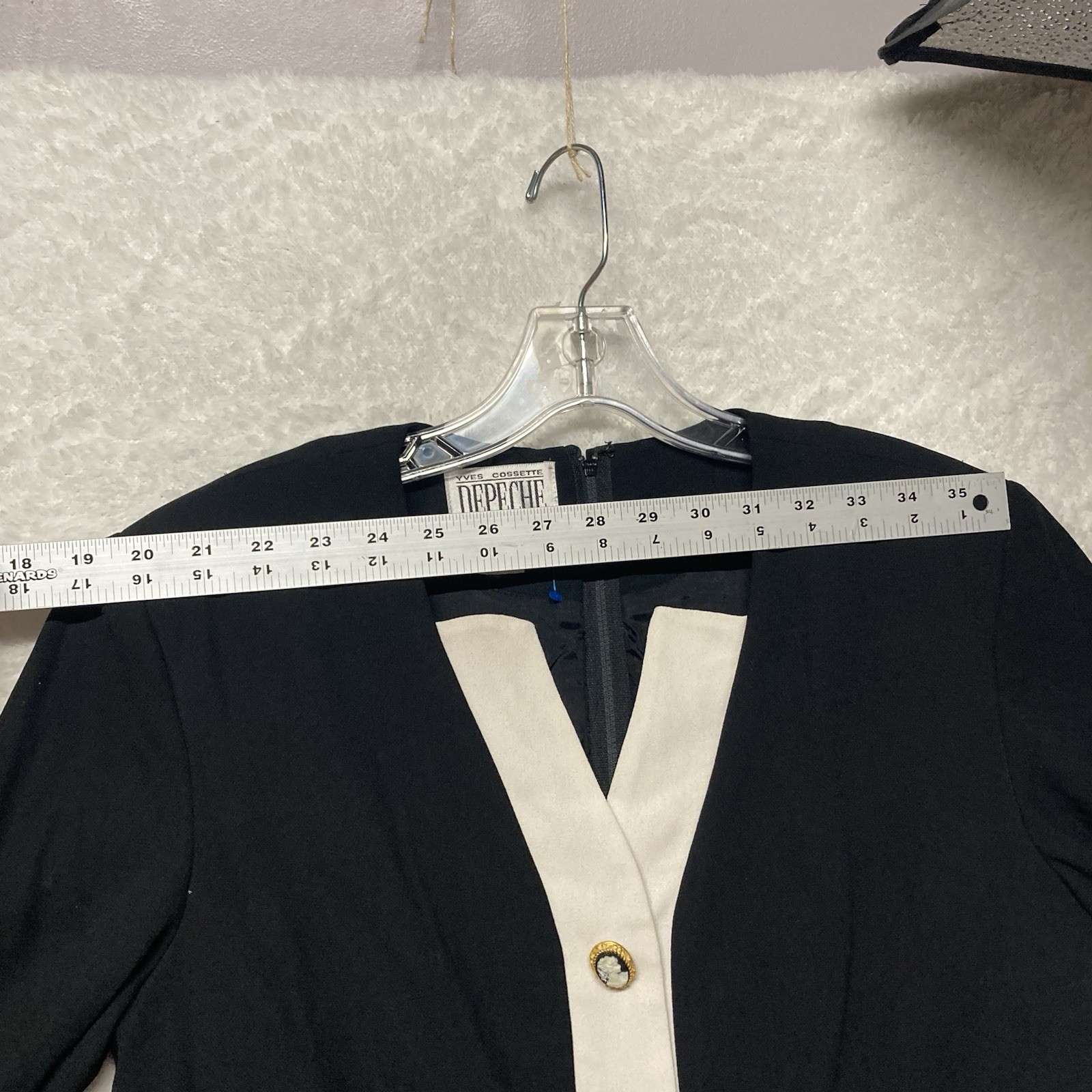 Vintage Yves Cossette Depeche Mode Dress sz4 Cameo Buttons Old Money Power Dress