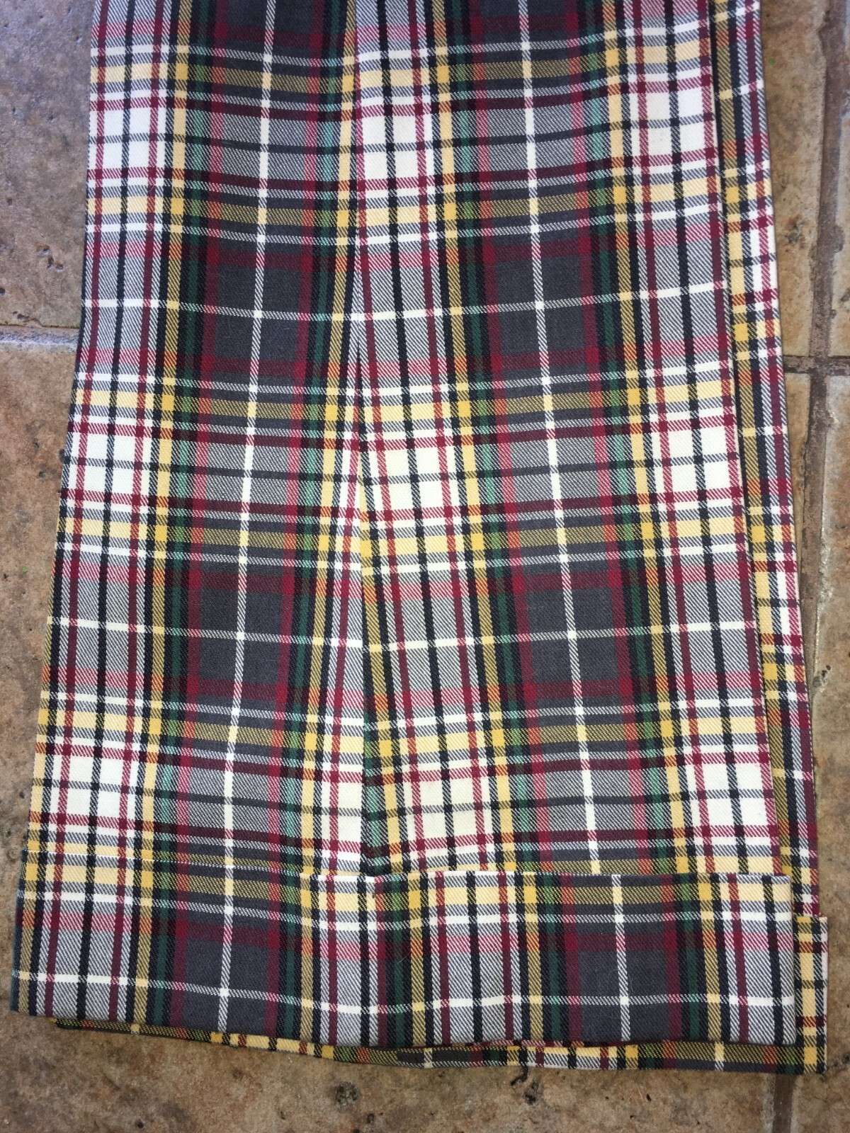 1970s Plaid Pants Bell Bottom Ultra High Waist, 30″ Waist, M