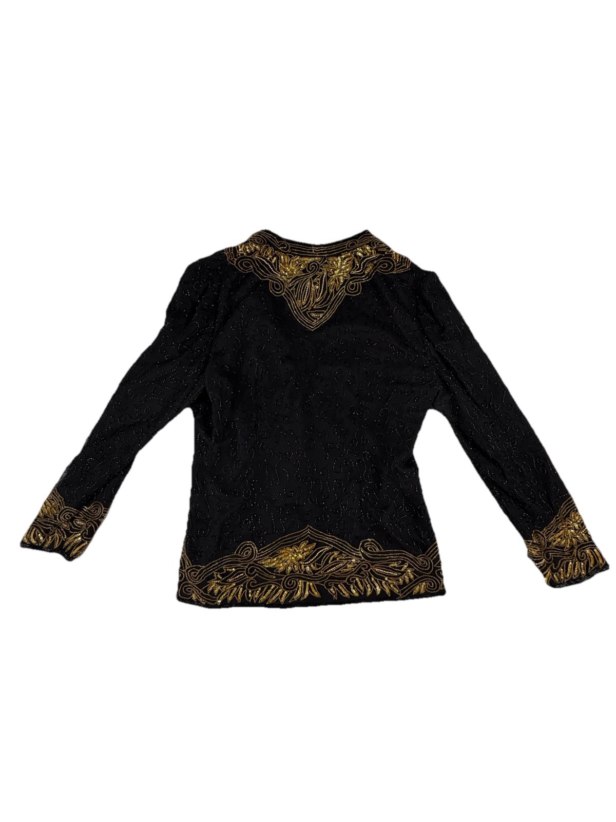 Vintage Niteline by Della Roufogali 1990s Black Gold Beaded Silk Jacket
