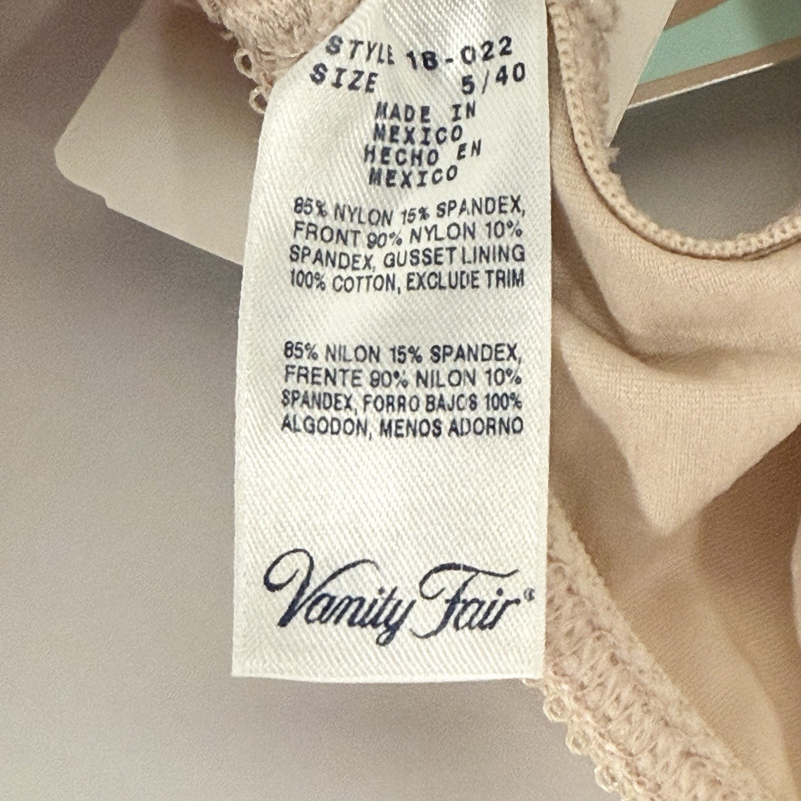 Vanity Fair Bikini Underwear Pretty Perfect Microfiber Panty Nude Lace Sz 5 Y2K