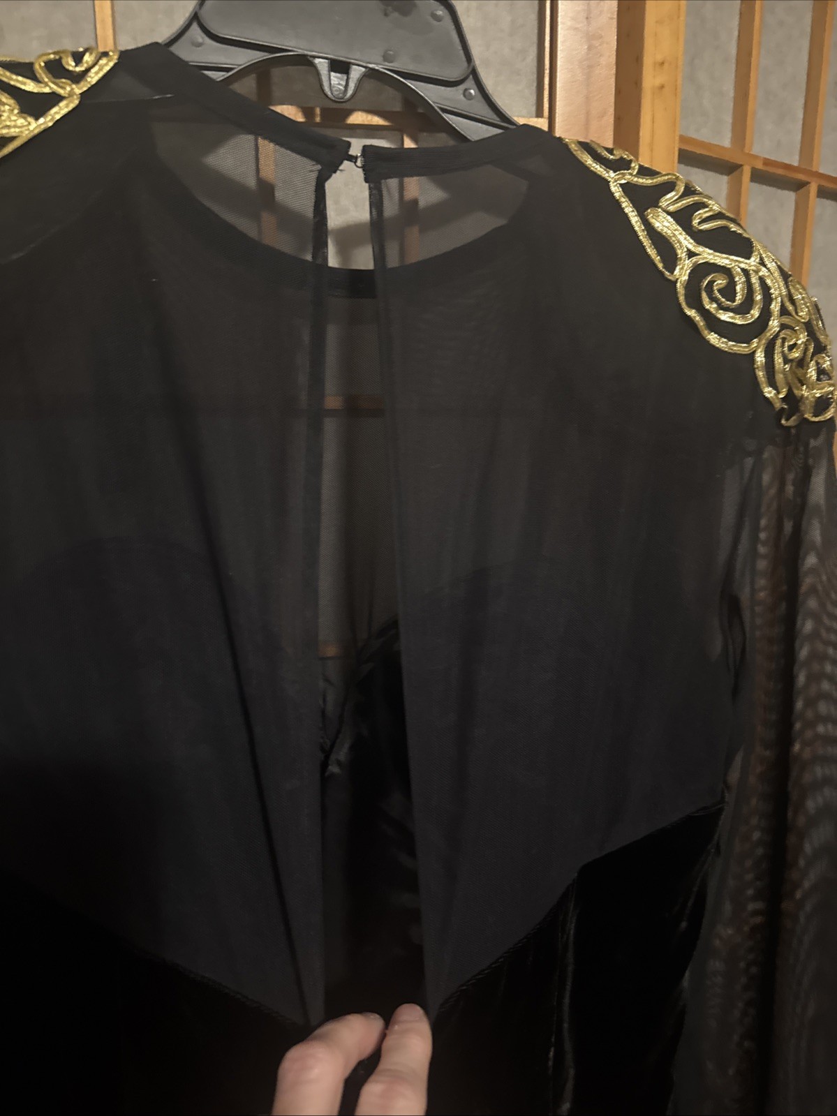 VTG 80’s Susan Roselli for Vijack Sheer Sleeve Velvet Dress Gold Ribbon Size 14