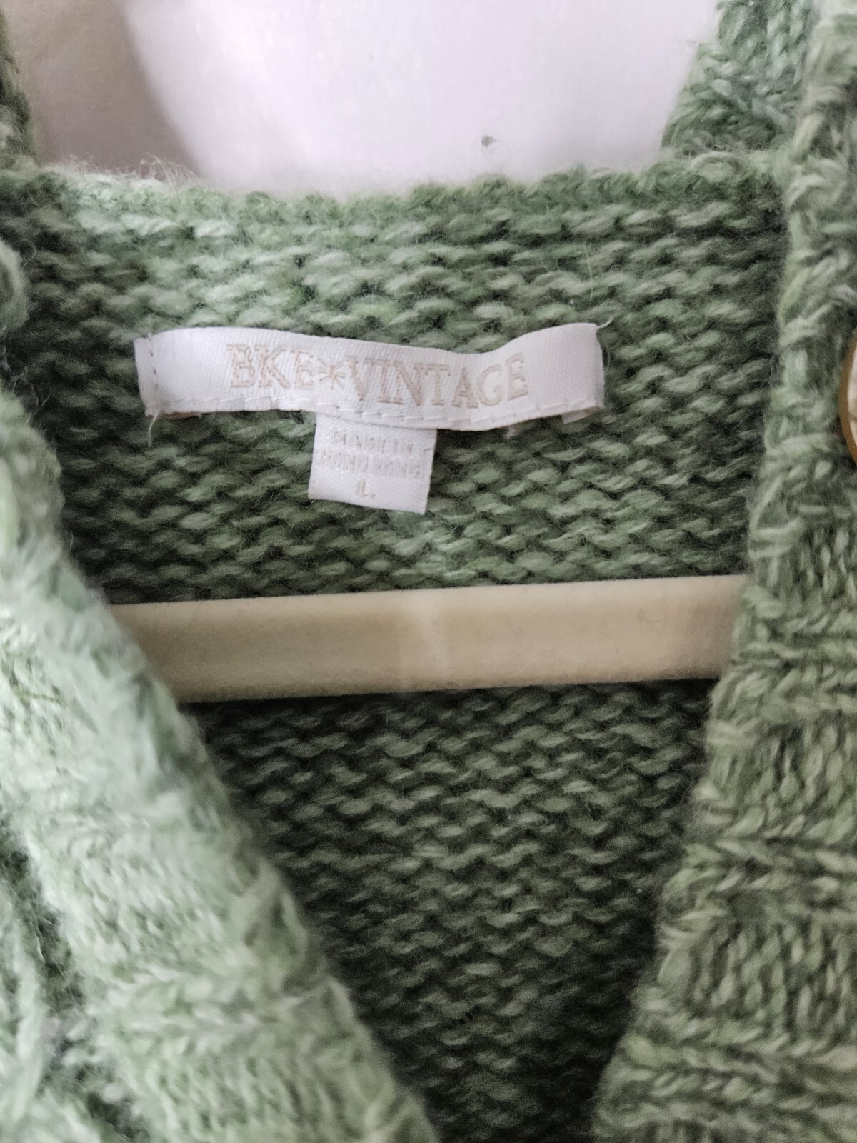 Y2K Bke Vintage Green Tweed Hooded Kangaroo Pocket Button Cardigan