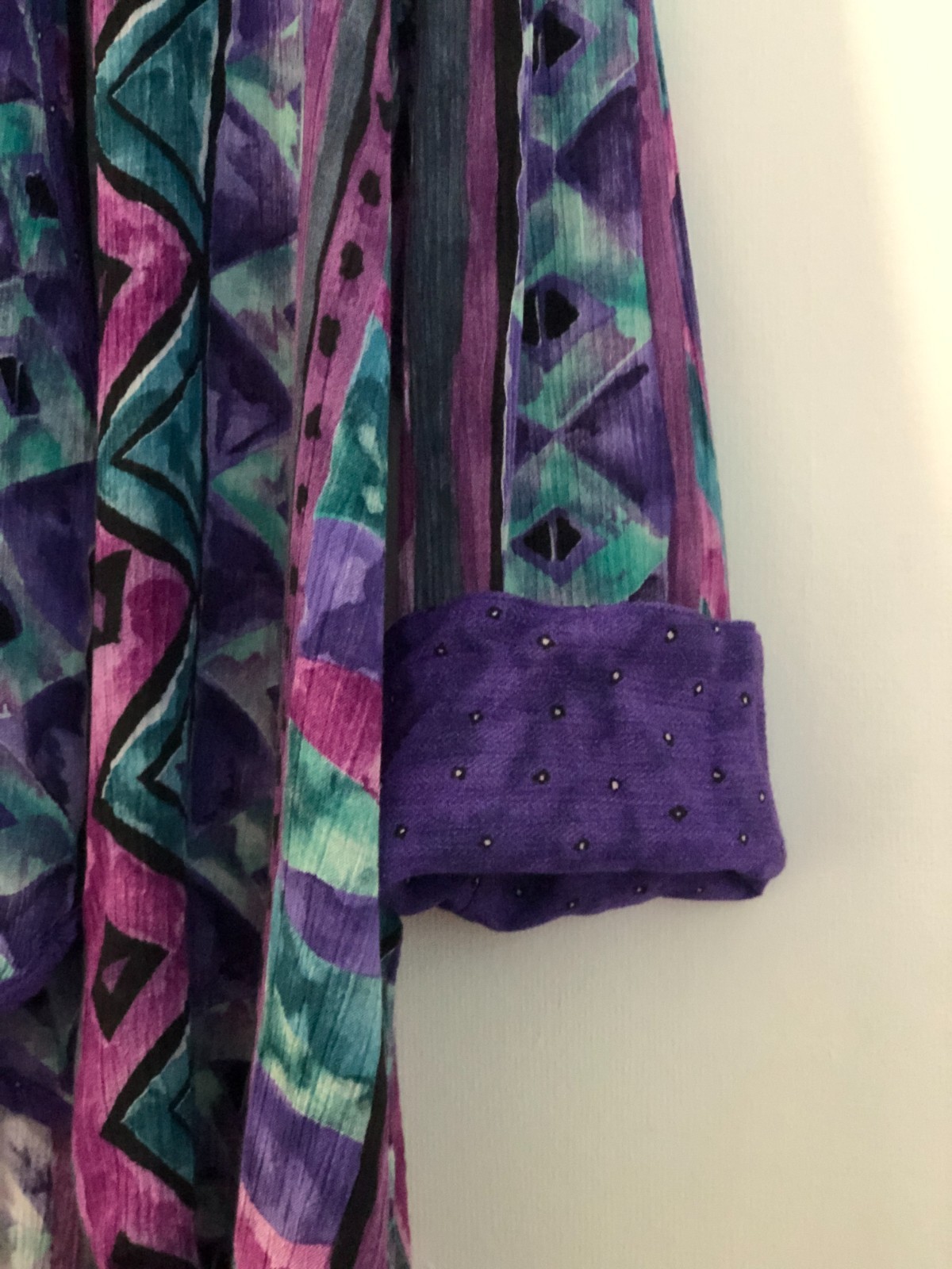 Vintage 80s Stephanie Thomas Sport open front geometric print summer cardigan 14