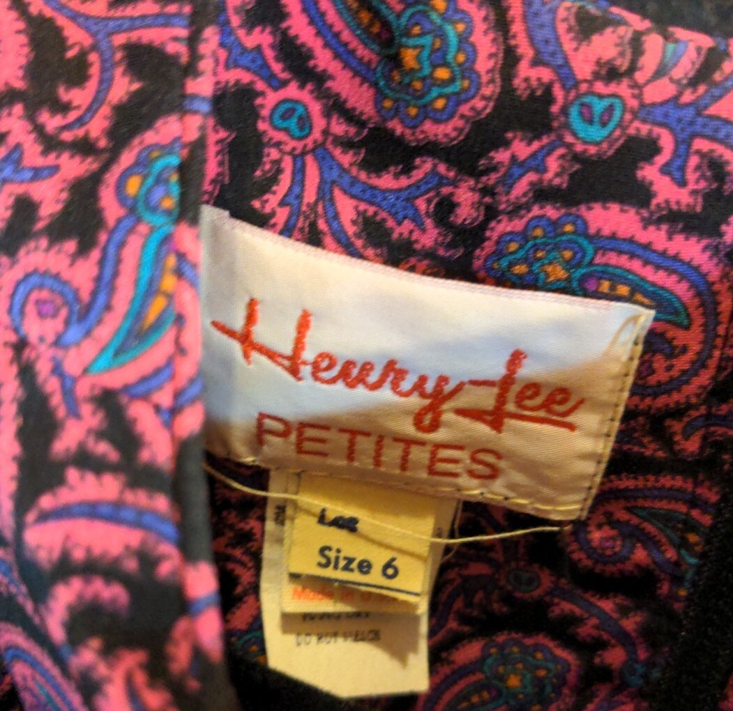 Vintage Henry-Lee Petites Pink Paisley Print Secretary Dress Elastic 6