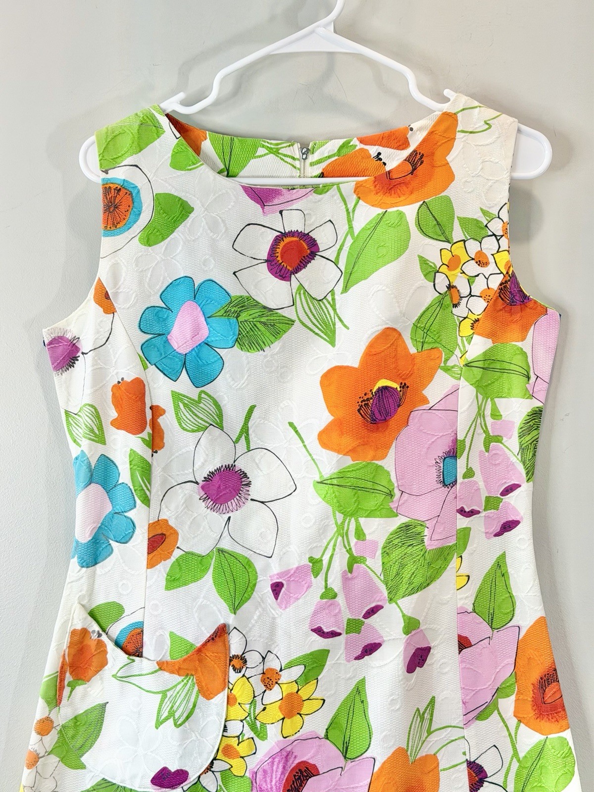 Vintage 1960s Shift Dress Flower Power Mod Hippie Cotton 60s Rainbow Medium