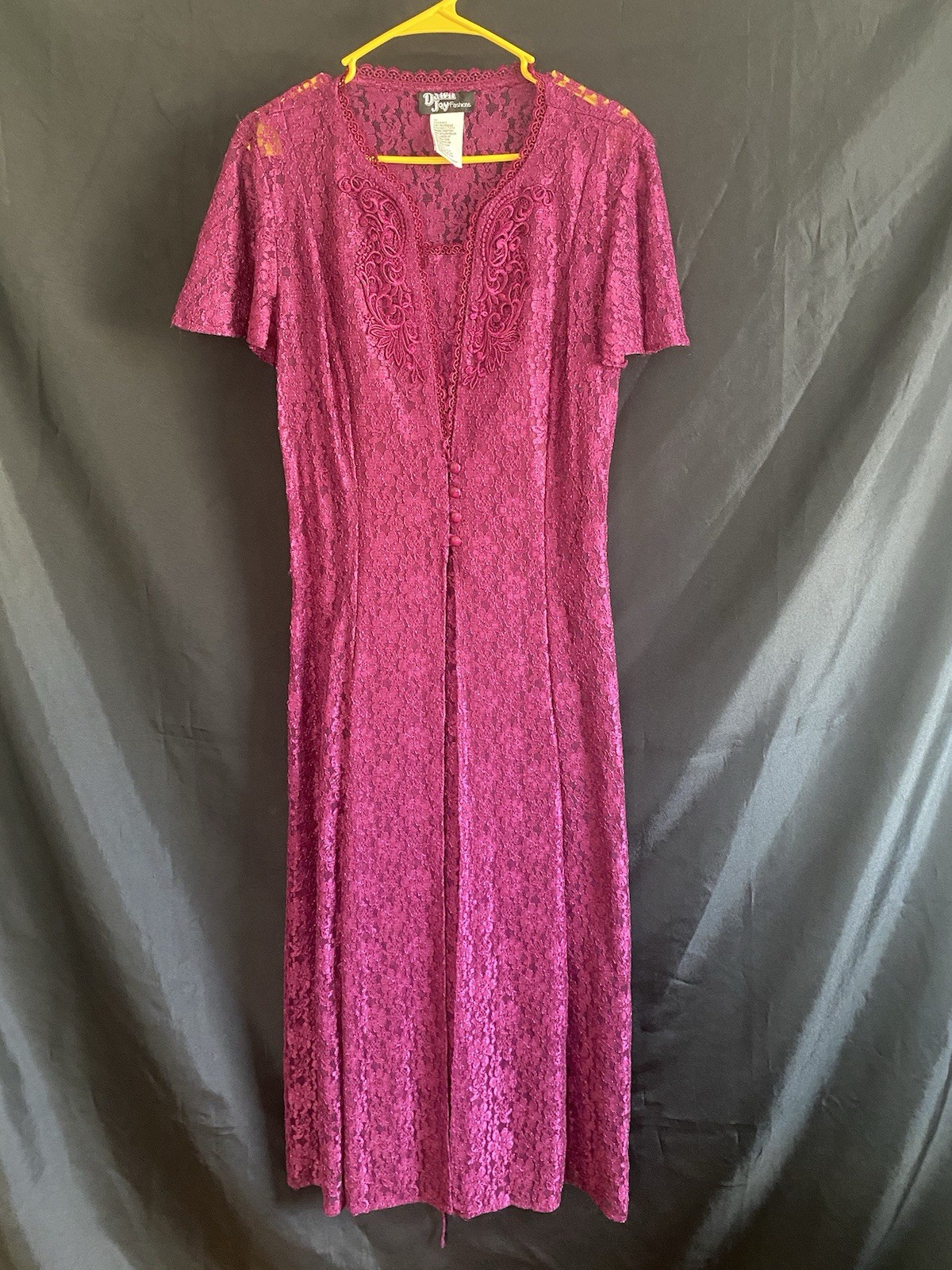 Vintage Dawn Joy Lace 90’s Tie Lace Up Back Maroon Sheer Whimsigoth Dress 16