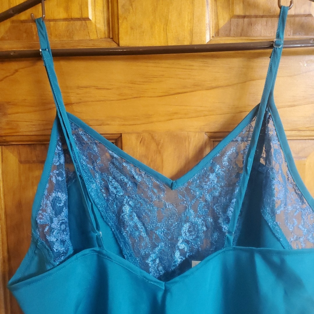 Vtg Victoria’s Secret Gold Label Satin Cami Womens Sz M Teal Lingerie