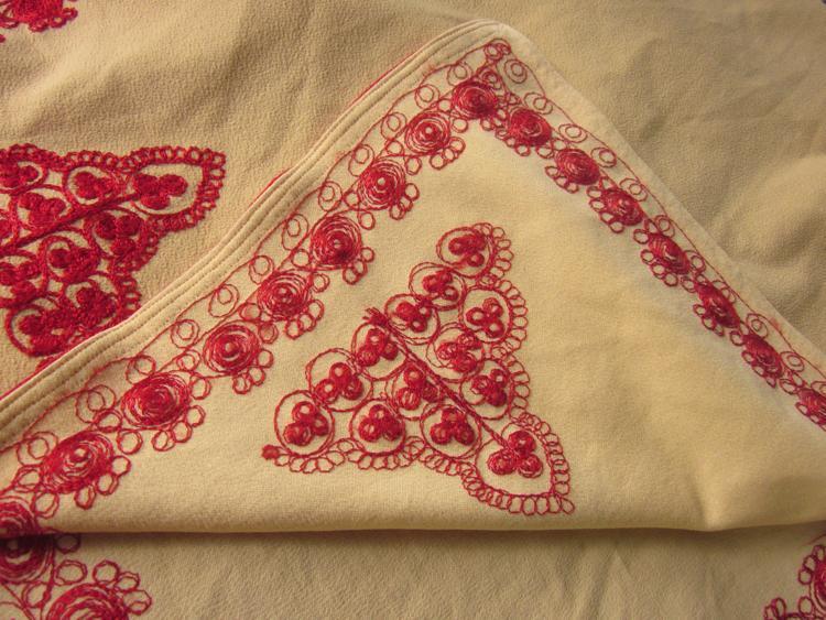 RARE Vtg 60s 70s Tribal Hippie Festival Dashiki Dress Heavy Red Embroidery S/M