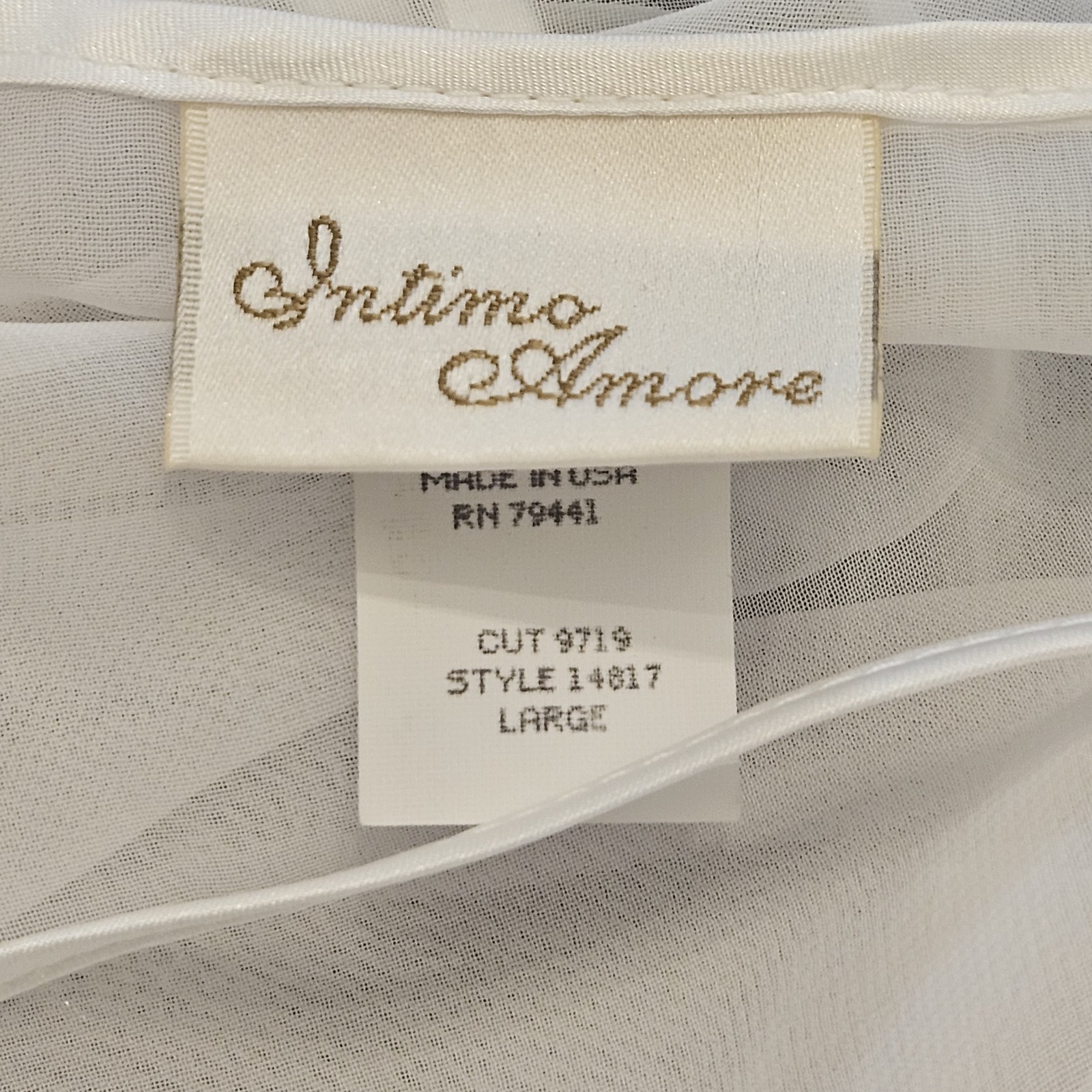 Vintage Intimo Amore White Beaded Satin Bridal Nightgown Sz XL & Sheer Robe Sz L
