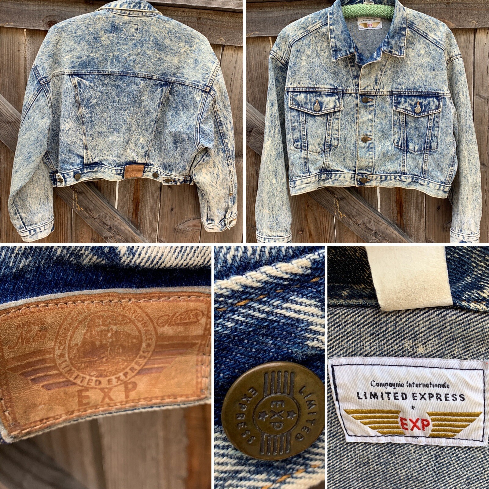 Vintage Cropped Denim Jacket Acid Wash Limited Express EXP Sz 2 (medium) 80s