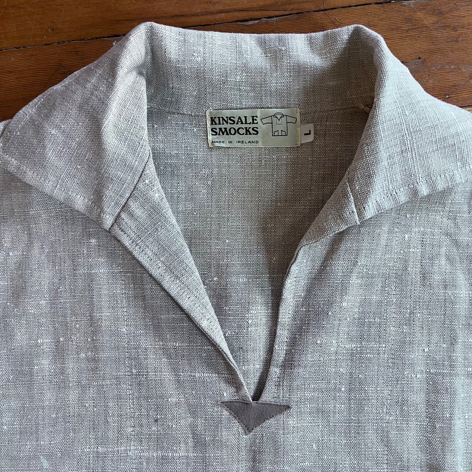 RARE Vintage 70s KINSALE SMOCK Moygashel 100$ Linen Fisherman Top Sz L