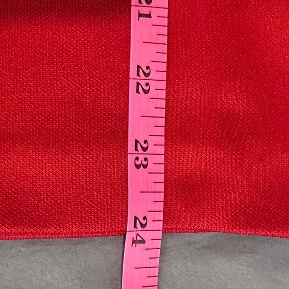 Vintage 70s Devon Red Dacron Polyester Dagger Collar Button Up Blouse Womens M