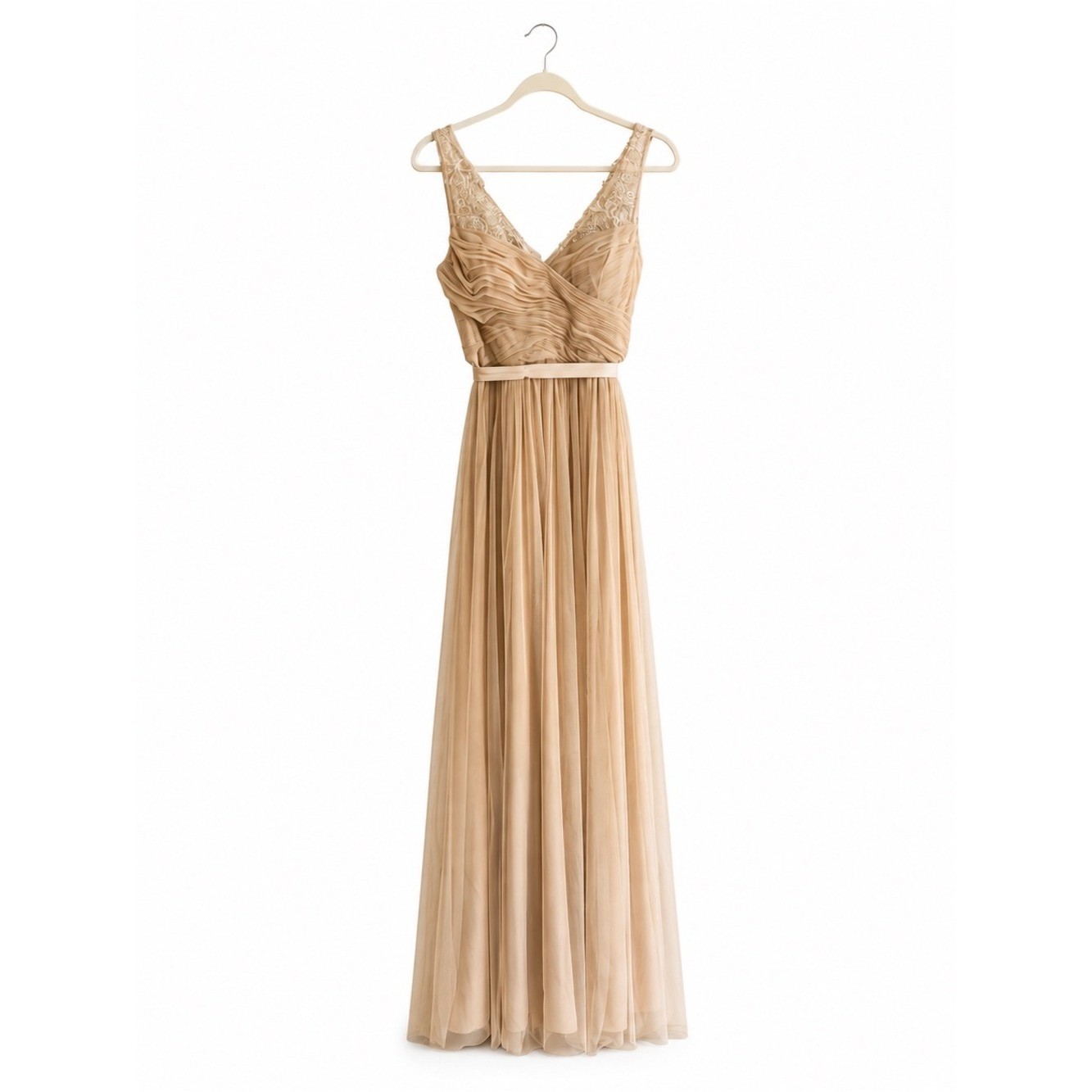 Blush Tulle Lace Maxi Gown Bridesmaid Formal Dress Size 4.