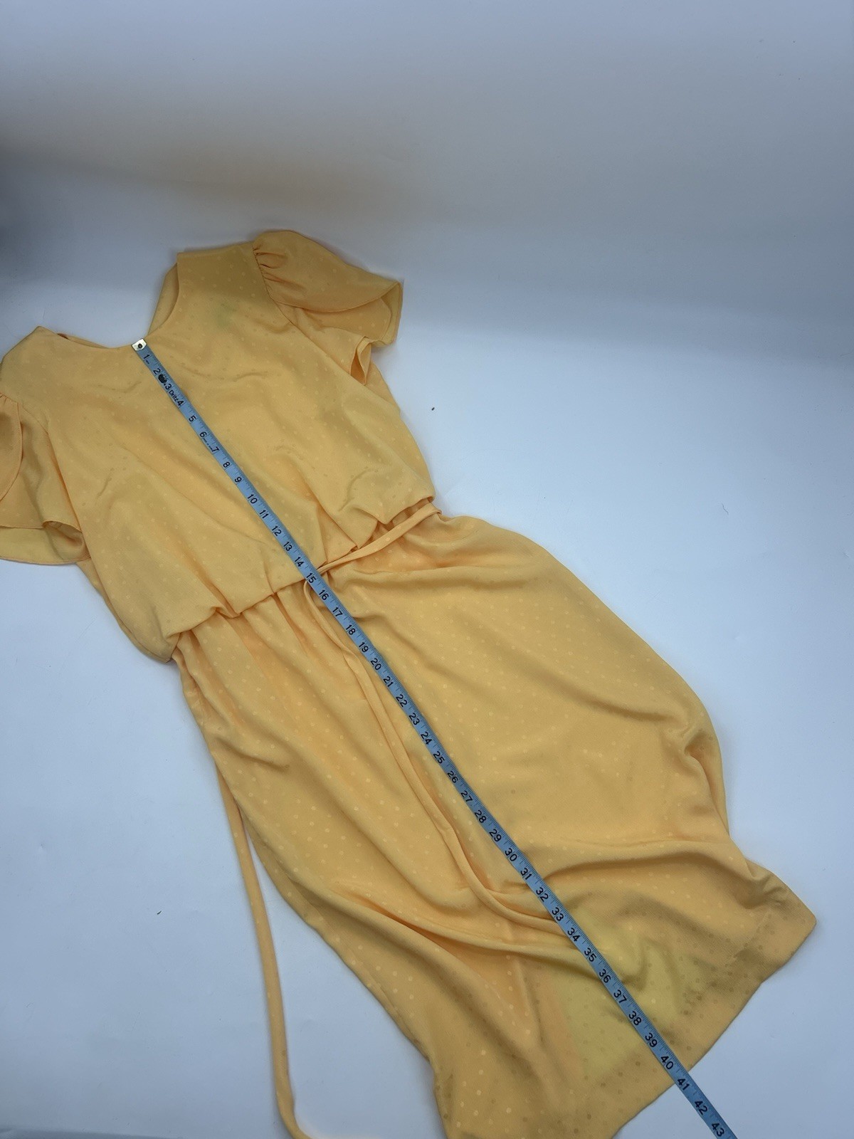 Lorac Original Vintage Yellow Dress Polka Dots Removable Belt Size 60s Housewife