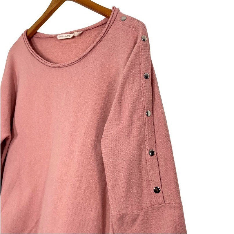 Soft Surroundings Dusty Rose Cotton Tunic Top Snap Sleeve Made USA M Oversized