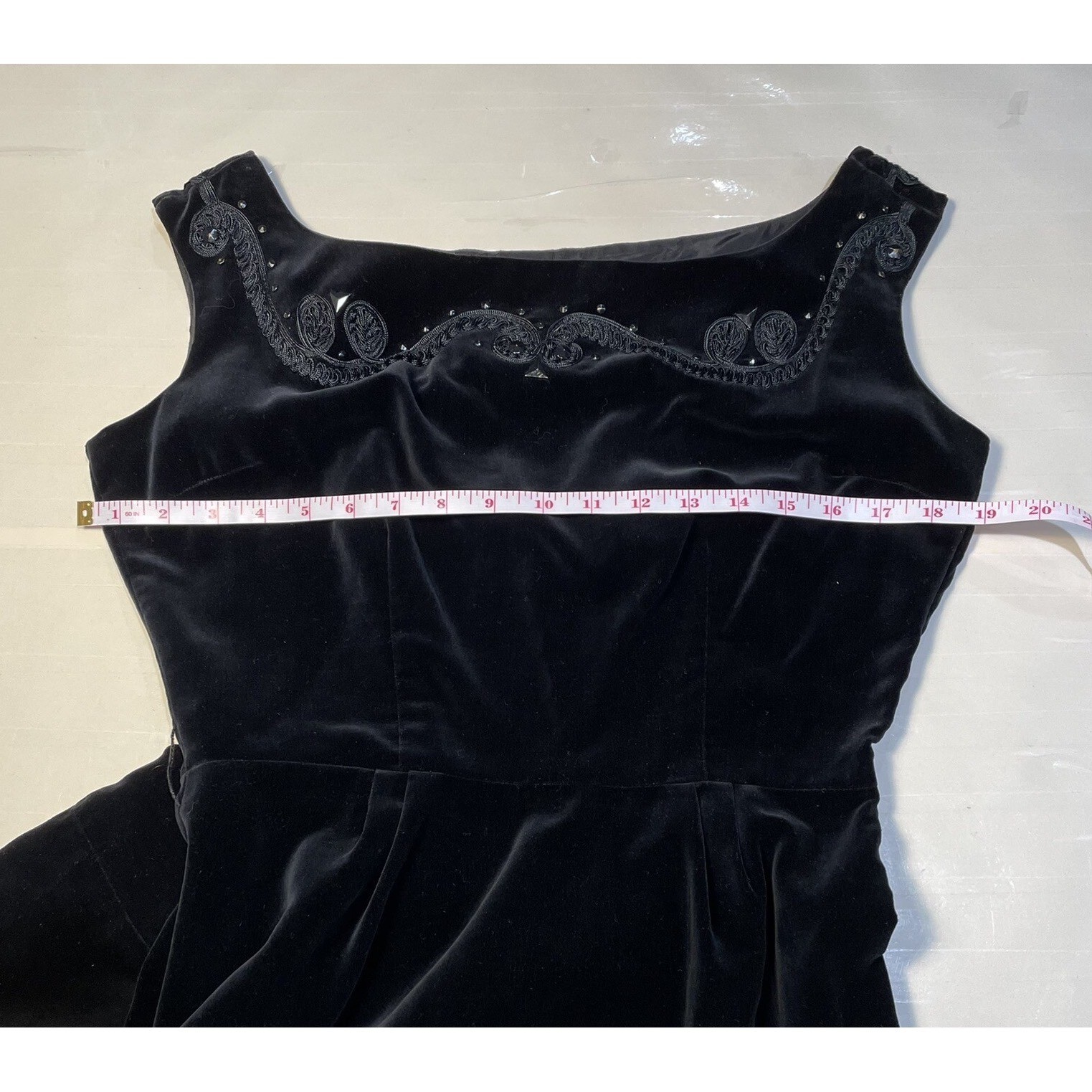 VTG 50s ALEX COLMAN CALIFORNIA Pencil Dress Rockabilly Black Cotton Velvet SZ S