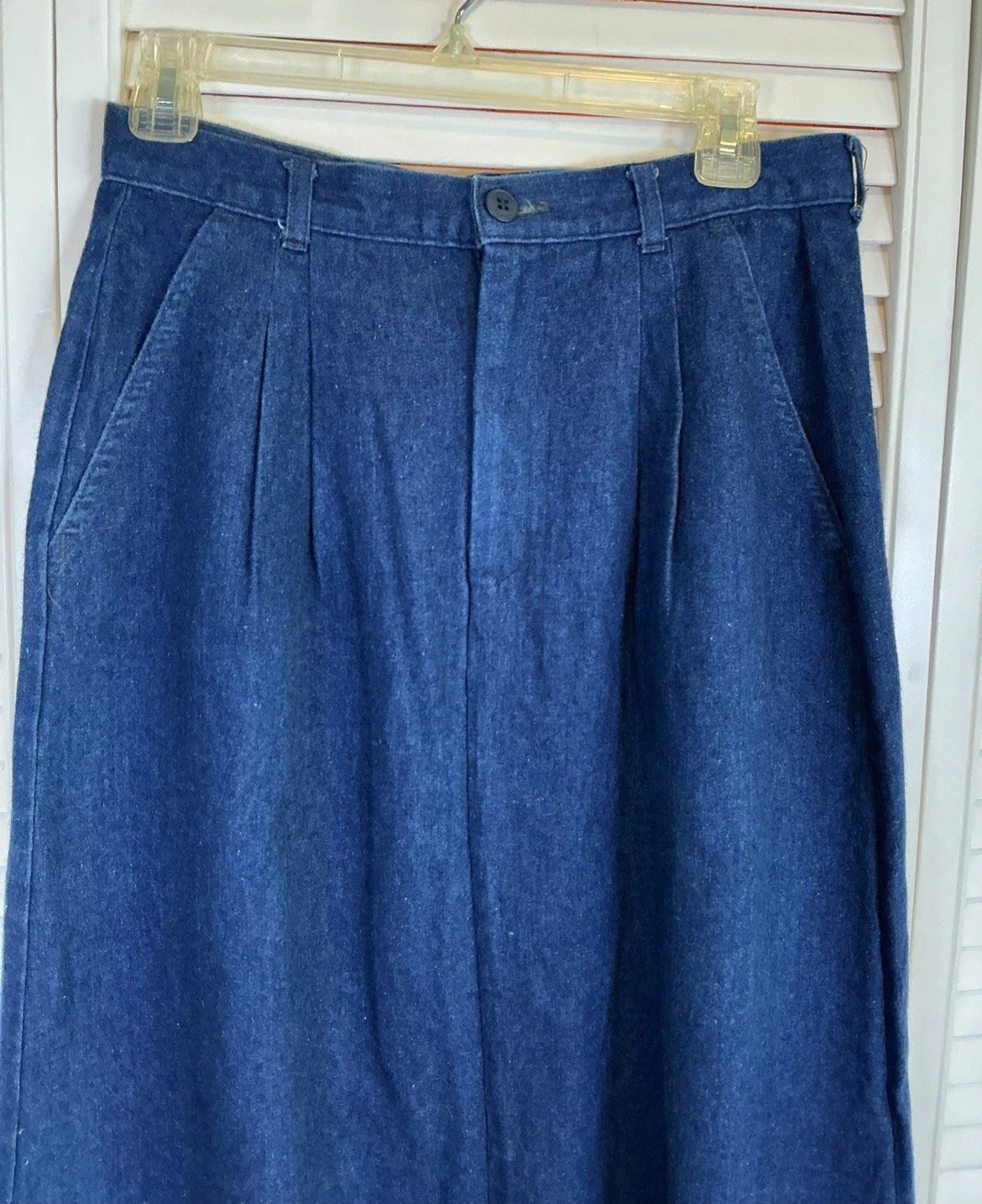 Vintage Levis Womens 29” Waist Denim Jean Skirt Size 14 Blue A Line Pleated USA