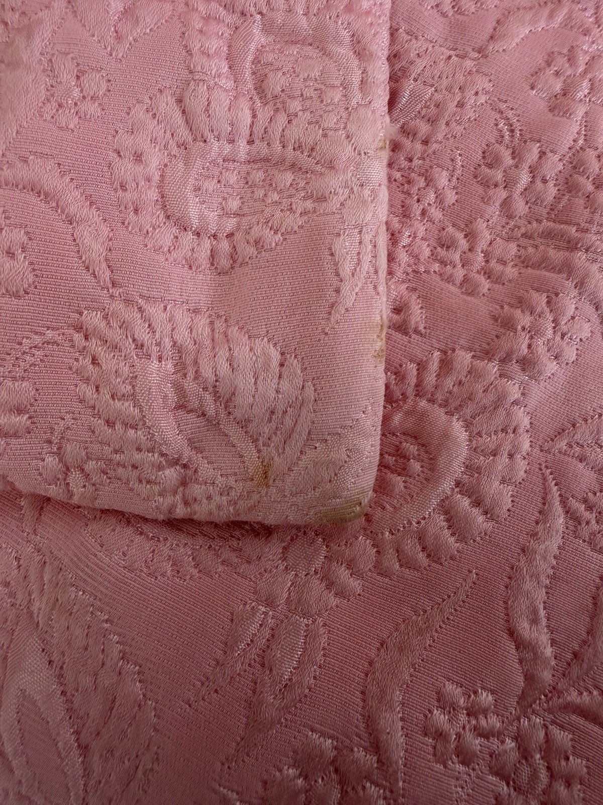 Vintage 60’s Floral Matelassé Swing Coat MCM Textured Mod Lined Bubblegum Pink