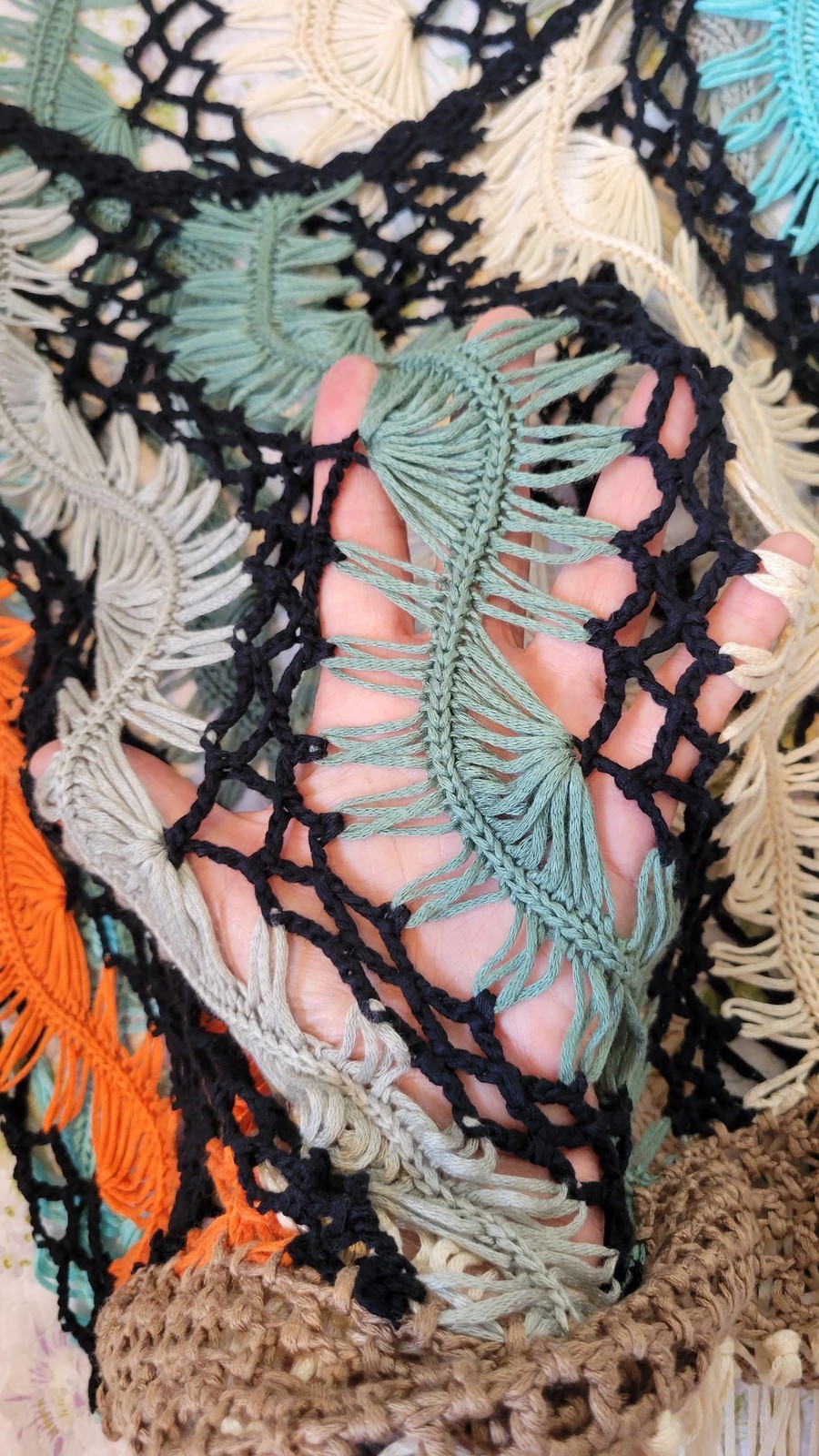 Vintage Sioni Crochet Multicolor Boho Fringe Top – Size L/XL