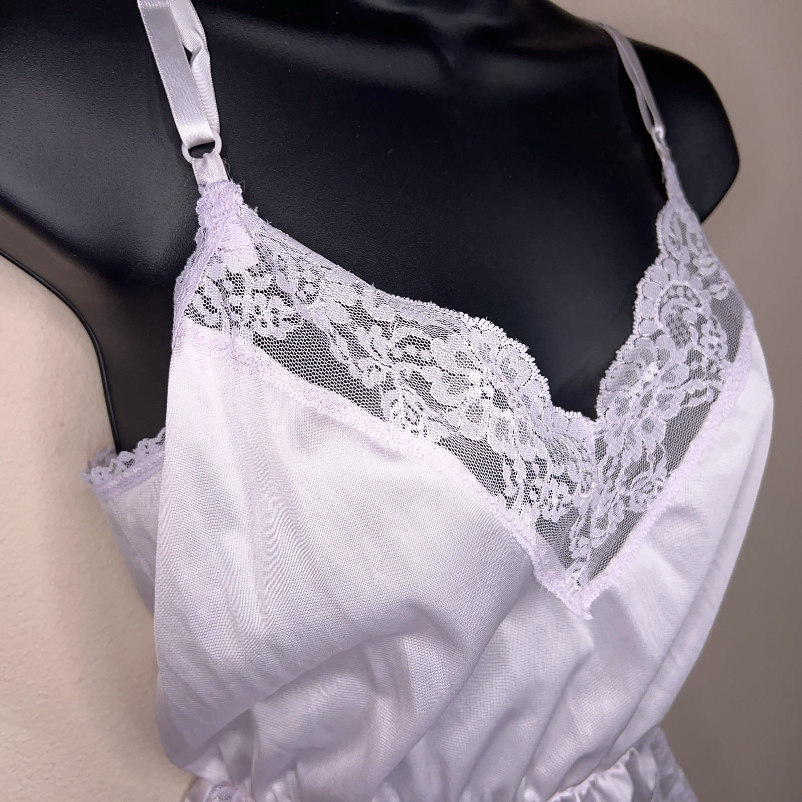 Vintage Small Ashley Taylor Teddy Bodysuit Lilac Pastel Lace Trim Retro Lingerie