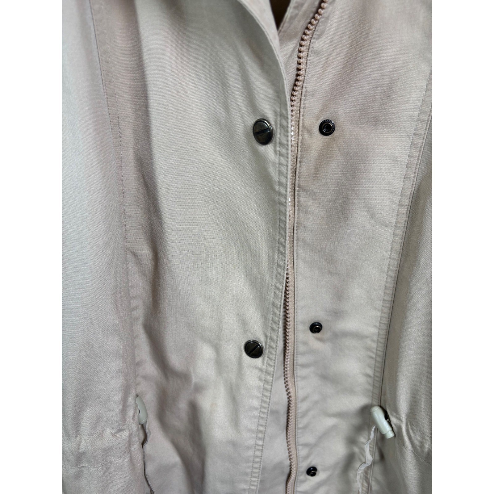 Vintage Etienne Aigner Khaki Trench Coat Tan Rain Jacket Drawstring Waist Sz 16